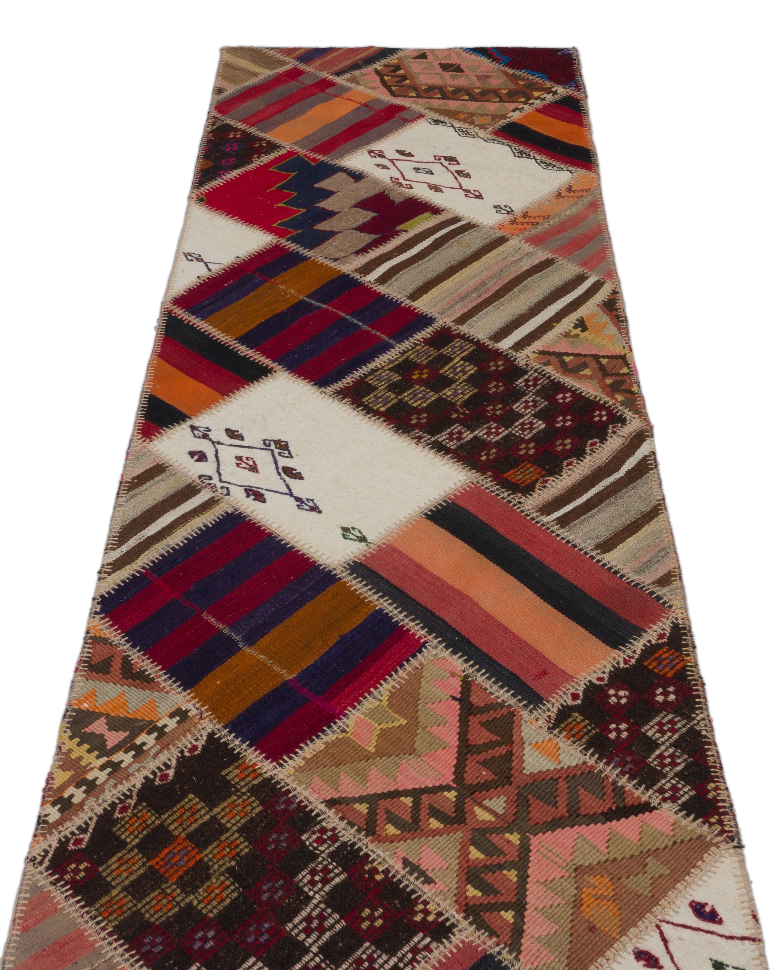Teselya Beige Striped Wool Handmade Area Rug 2'8" x 9'11"
