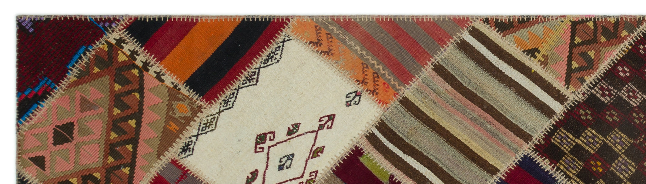 Teselya Beige Striped Wool Handmade Area Rug 2'8" x 9'11"
