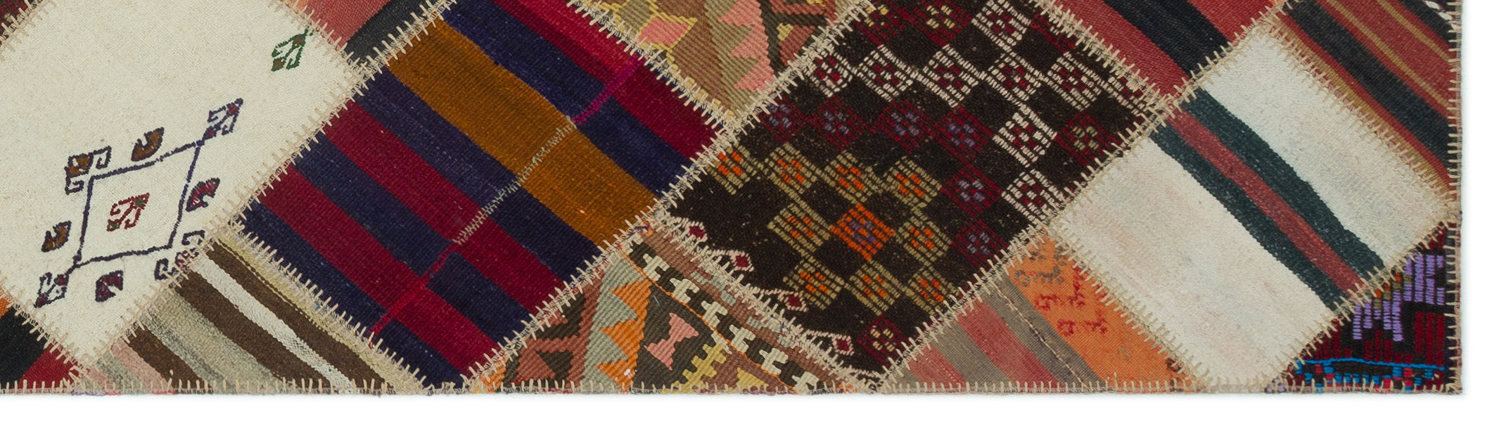 Teselya Beige Striped Wool Handmade Area Rug 2'8" x 9'11"