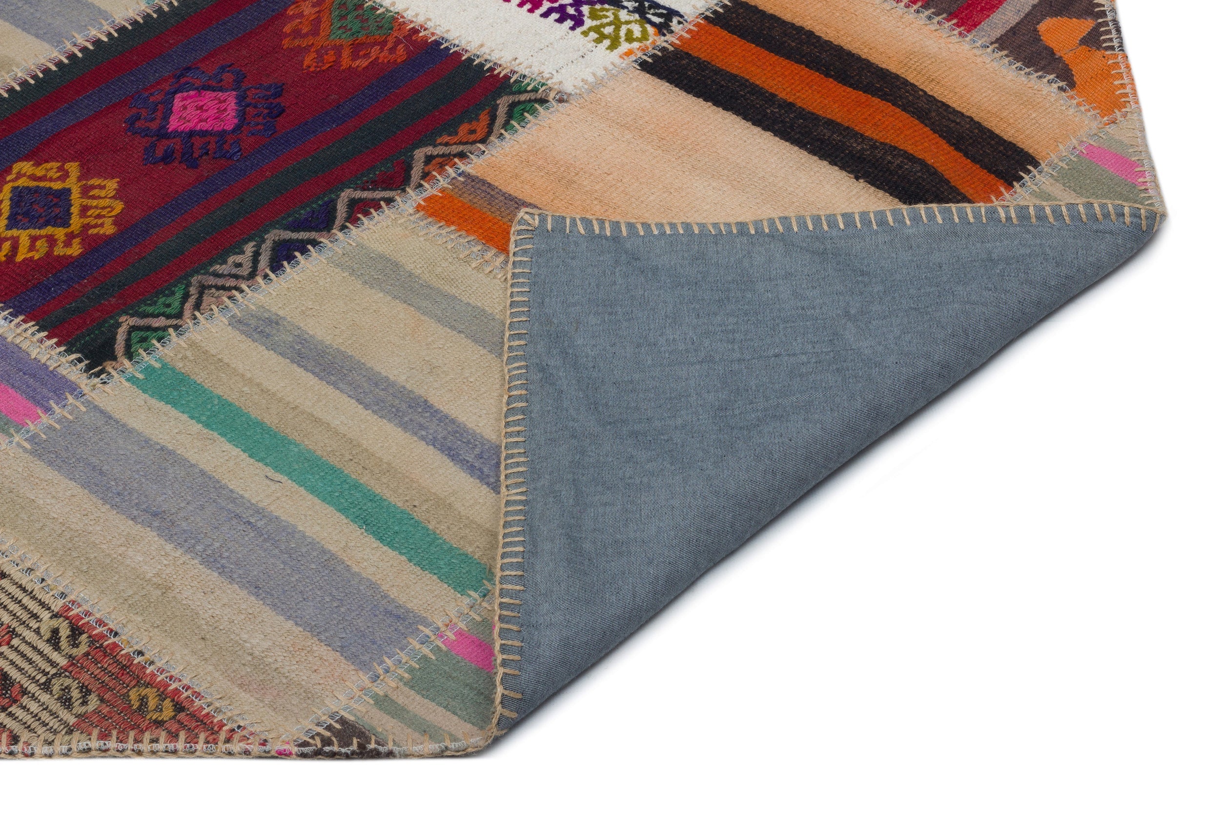 Teselya Beige Striped Wool Handmade Area Rug 2'8" x 9'10"