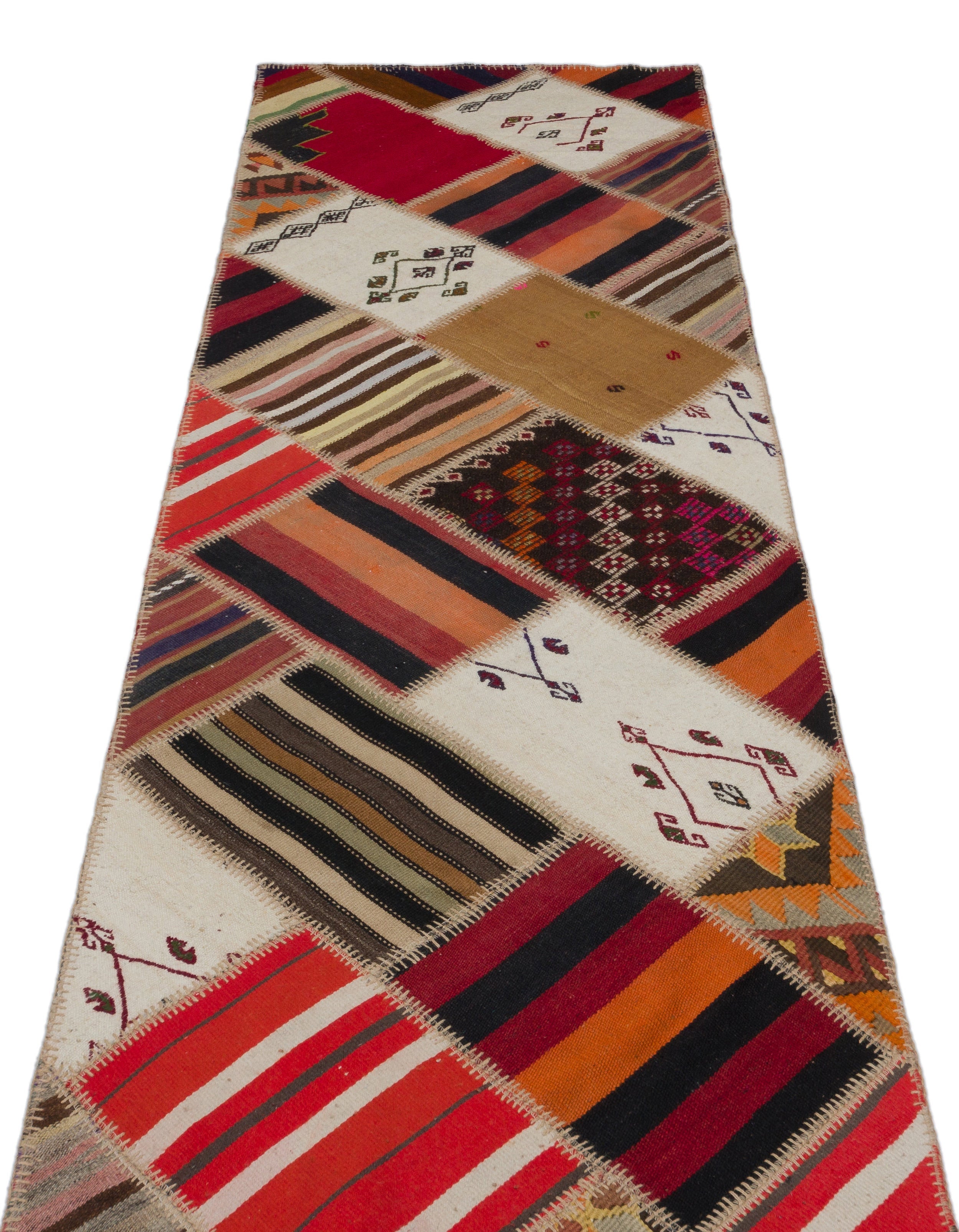Teselya Beige Striped Wool Handmade Area Rug 2'8" x 10'6"