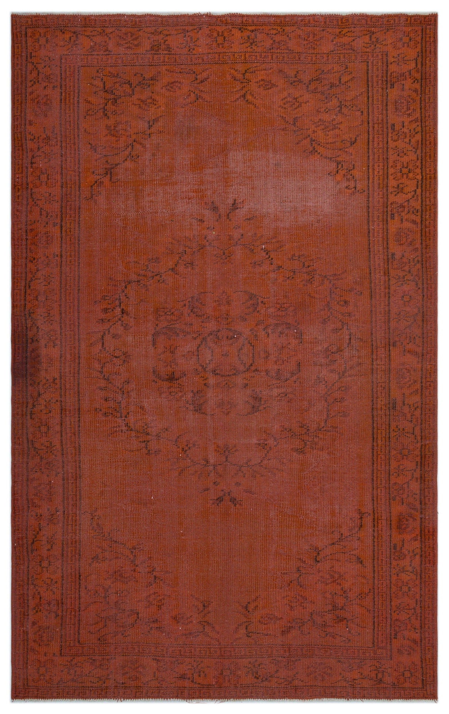 Atina Orange Vintage Wool Handmade Area Rug 5'7" x 8'4"