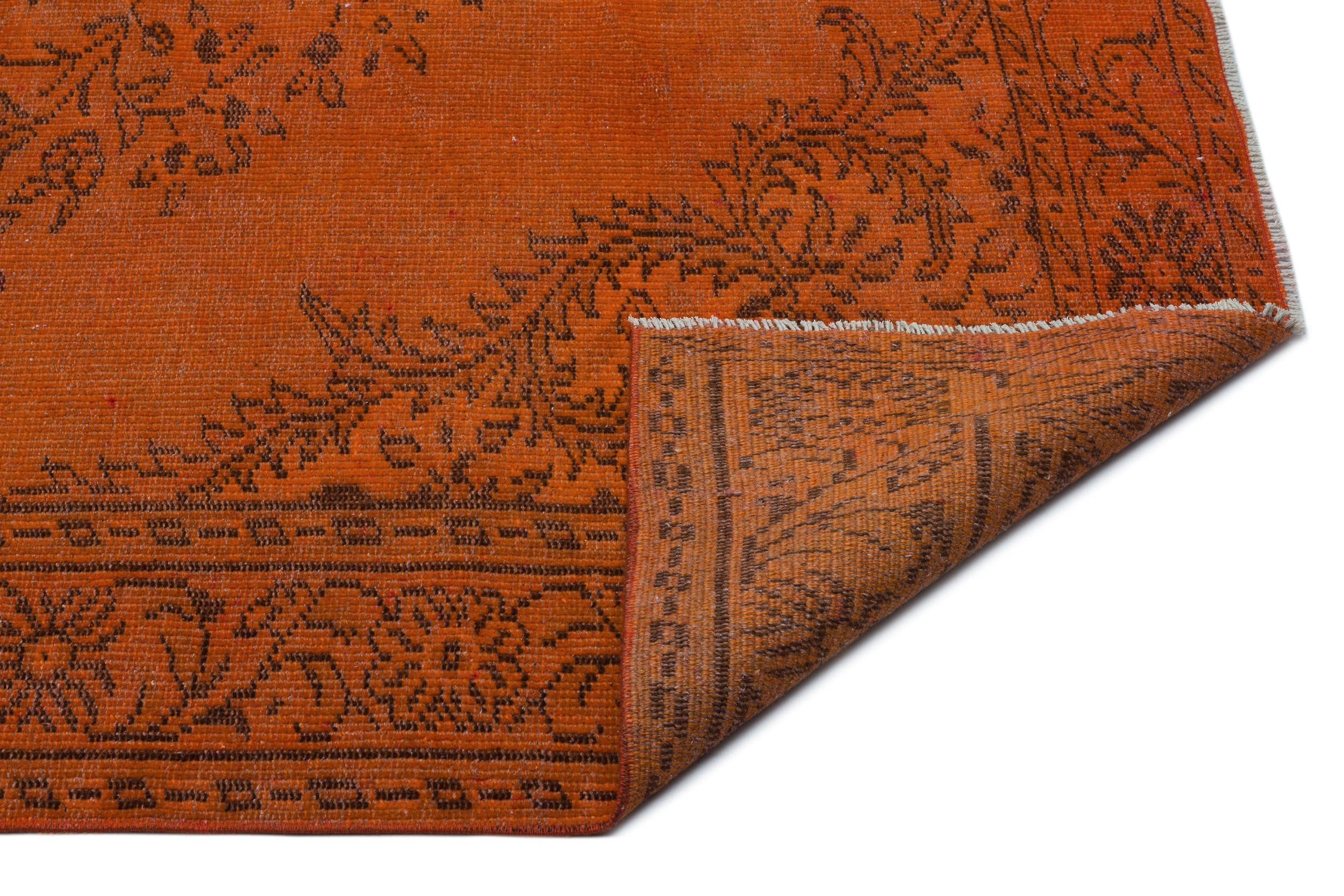 Atina Orange Vintage Wool Handmade Area Rug 6'2" x 8'11"