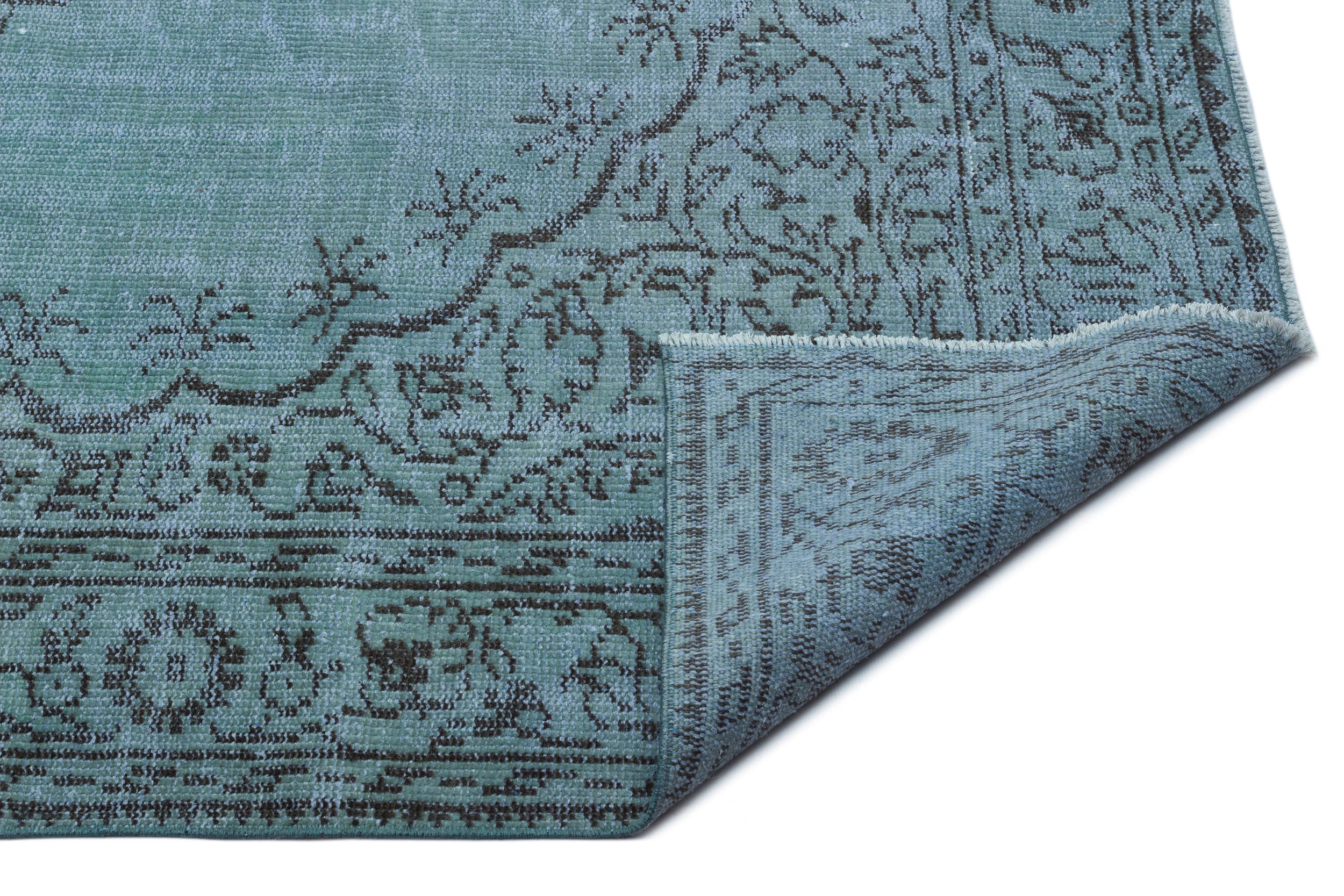 Atina Turquoise Vintage Wool Handmade Area Rug 6'9" x 8'4"