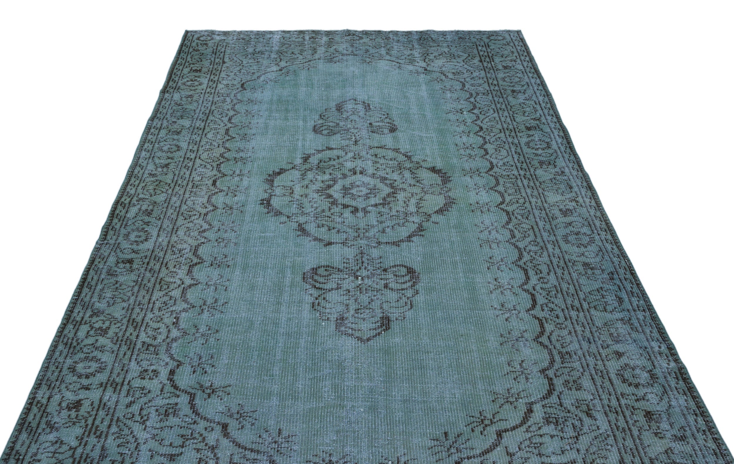 Atina Turquoise Vintage Wool Handmade Area Rug 6'9" x 8'4"