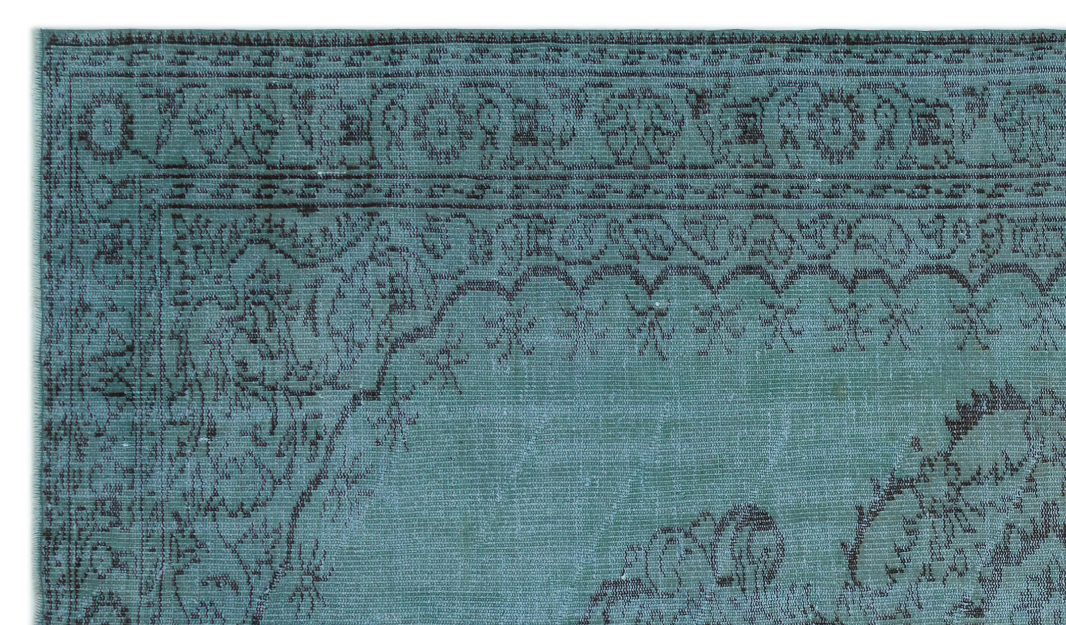 Atina Turquoise Vintage Wool Handmade Area Rug 6'9" x 8'4"