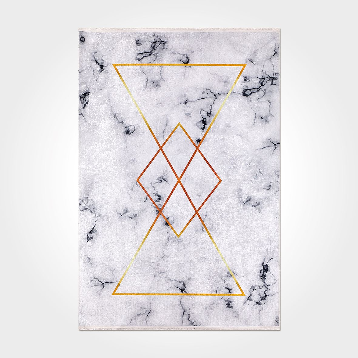 Emery White Marble Chenille and Cotton Digital Print Area Rug