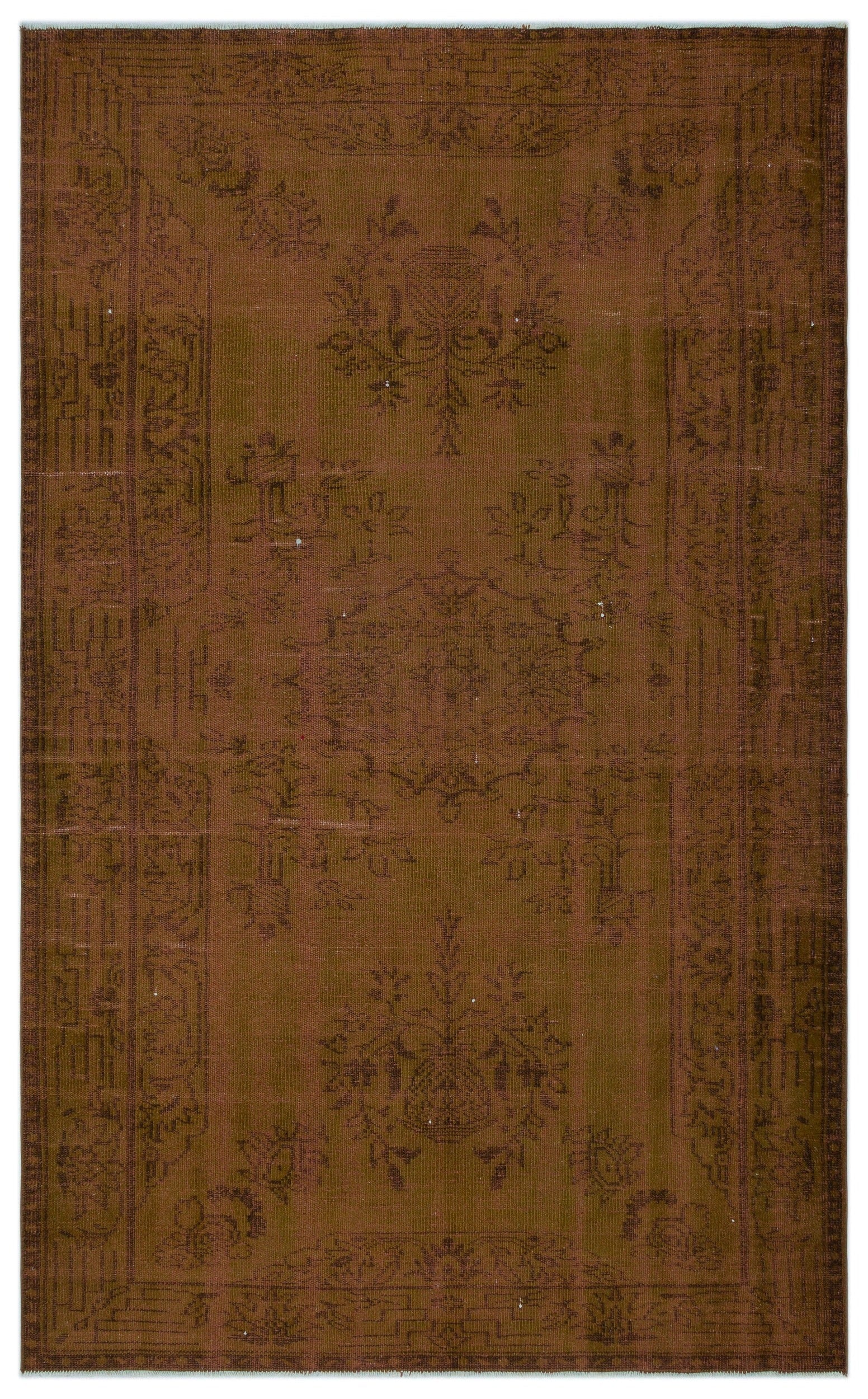 Atina Brown Vintage Wool Handmade Area Rug 5'10" x 9'3"