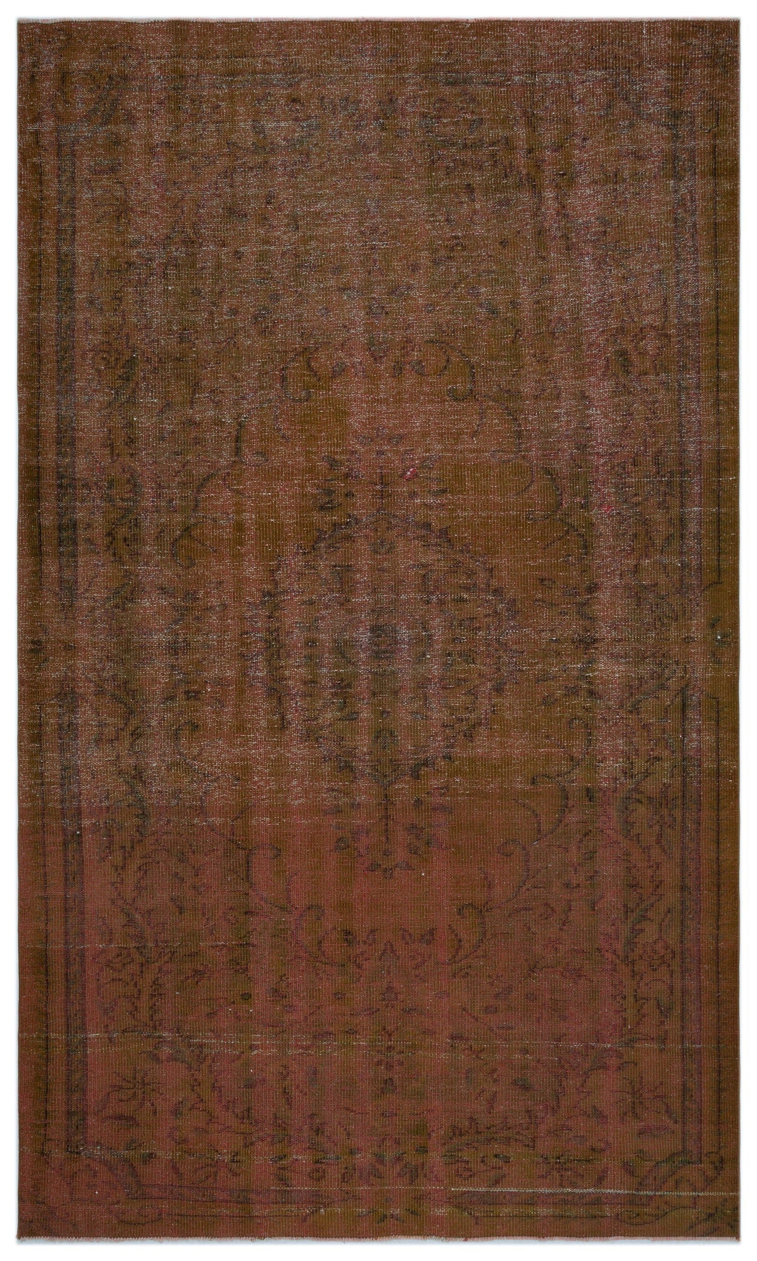 Atina Brown Vintage Wool Handmade Area Rug 6'0" x 10'1"