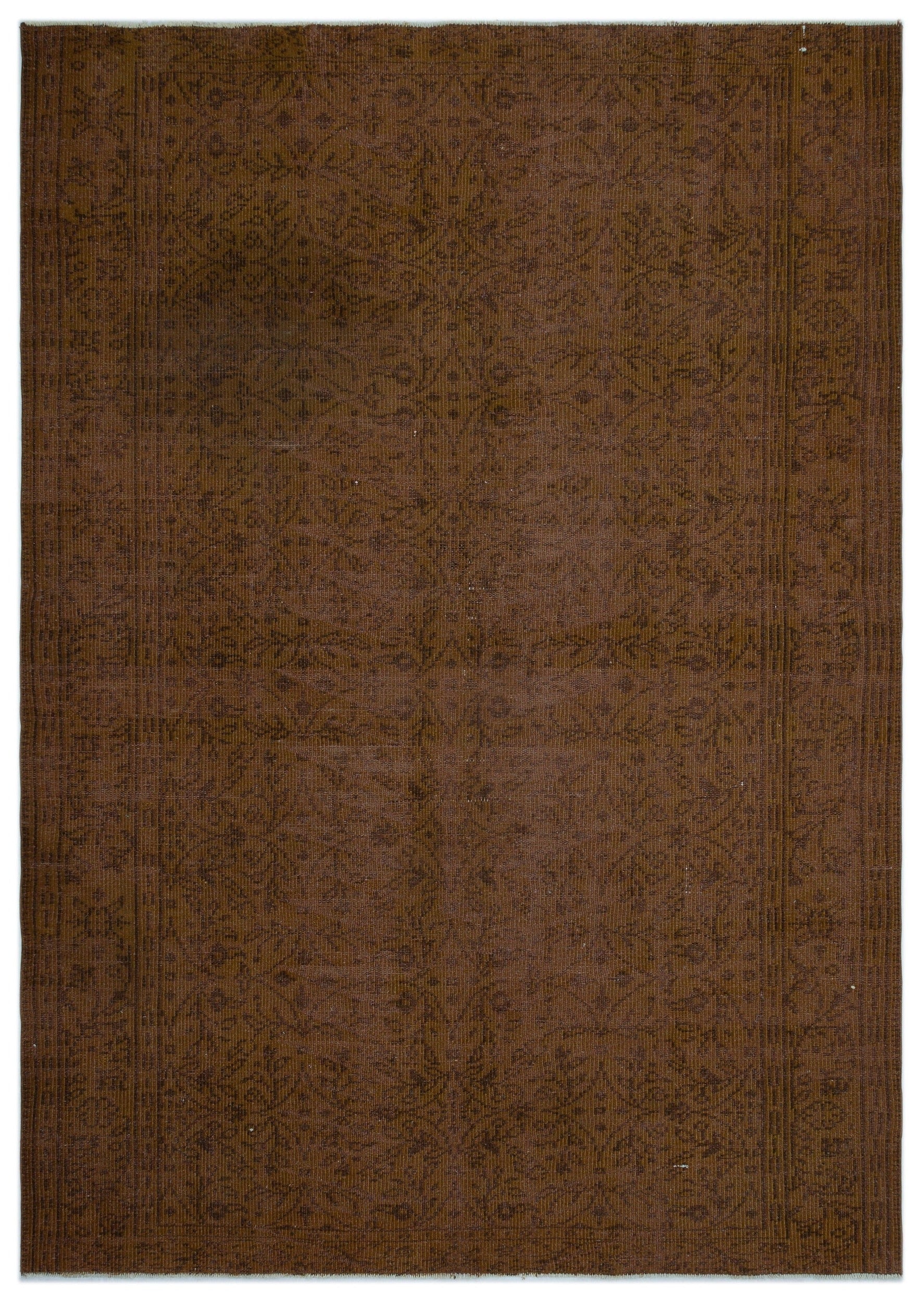 Atina Brown Vintage Wool Handmade Area Rug 6'4" x 8'9"