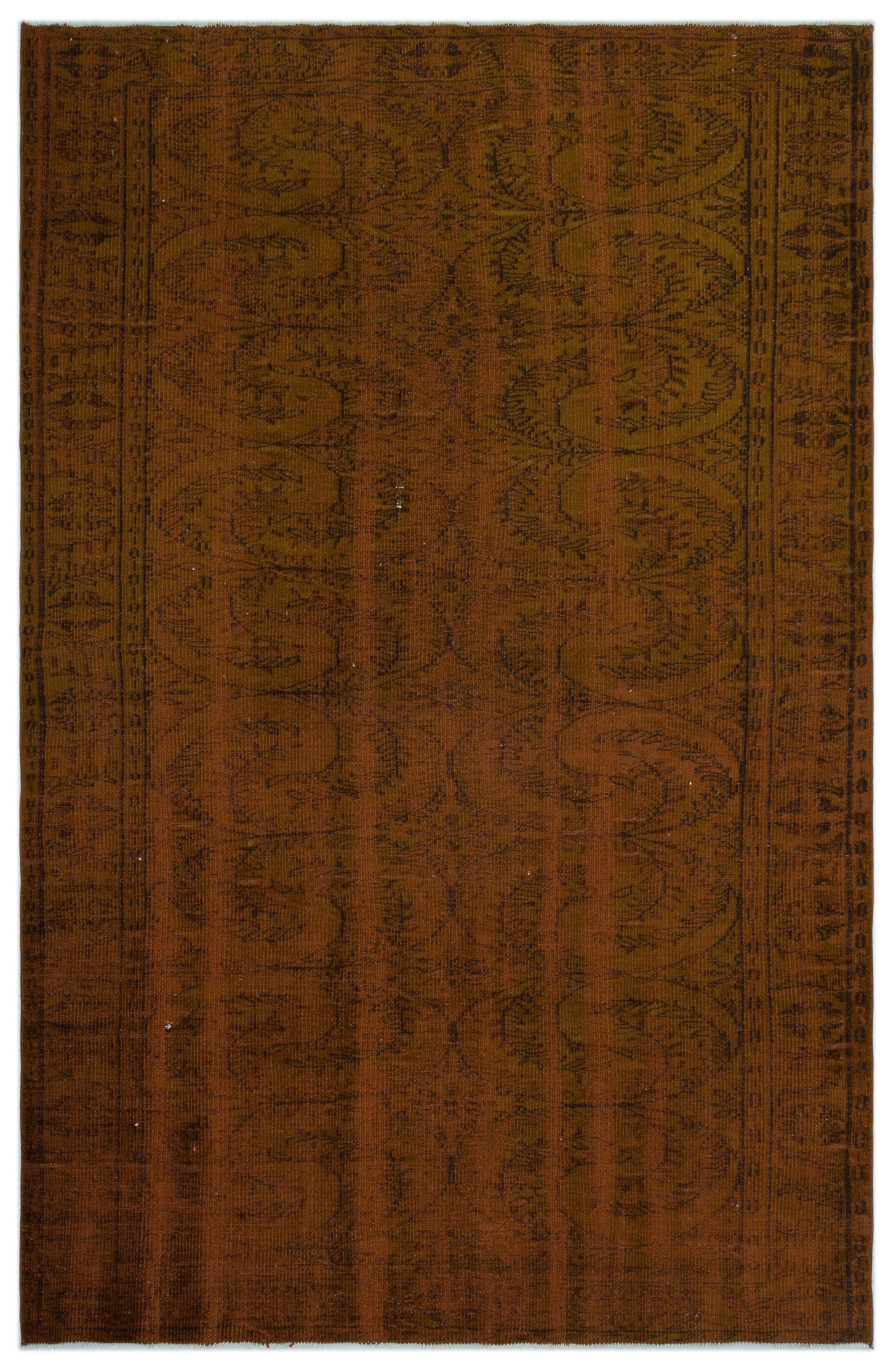 Atina Brown Vintage Wool Handmade Area Rug 5'11" x 9'3"