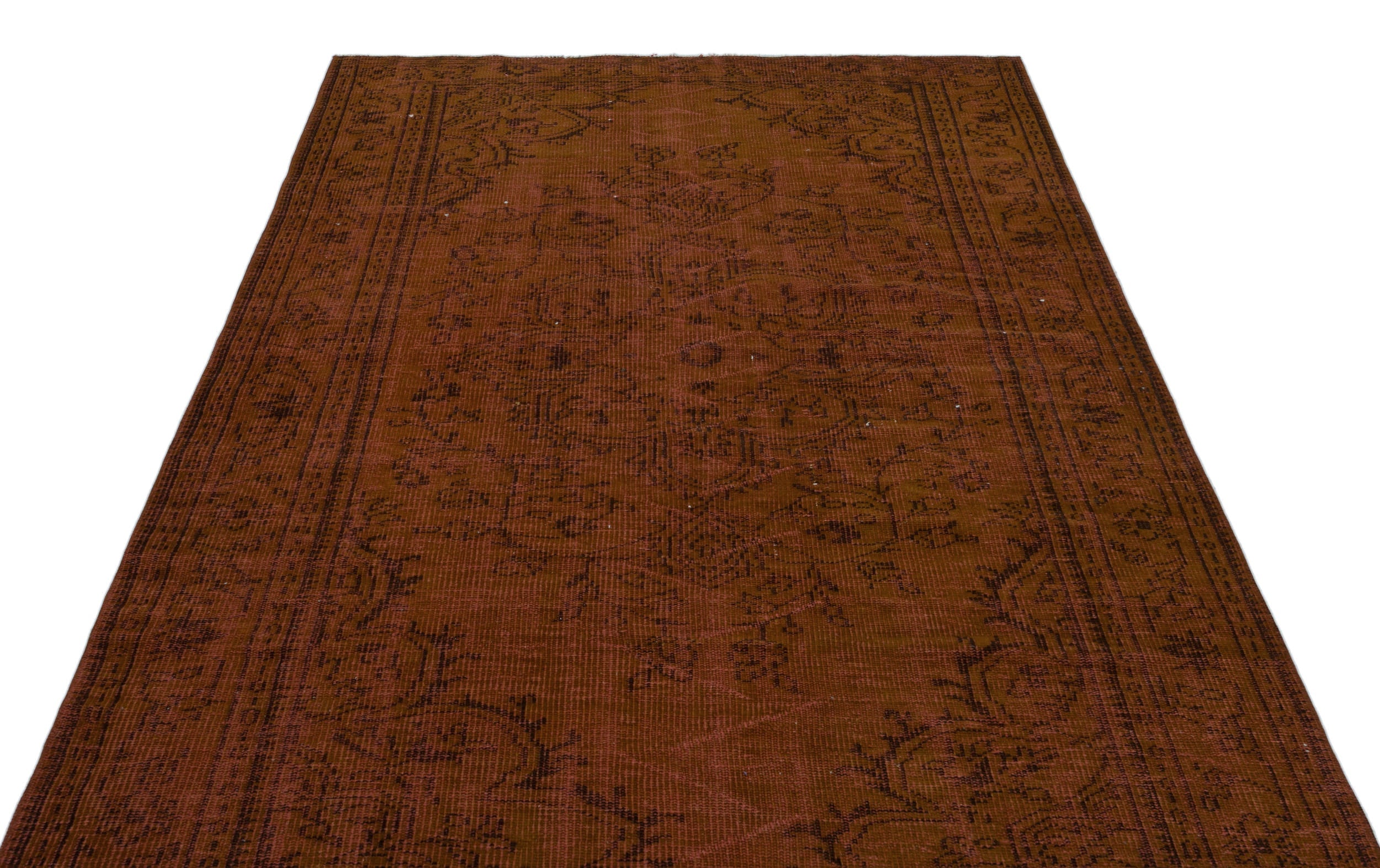 Atina Brown Vintage Wool Handmade Area Rug 5'5" x 8'10"