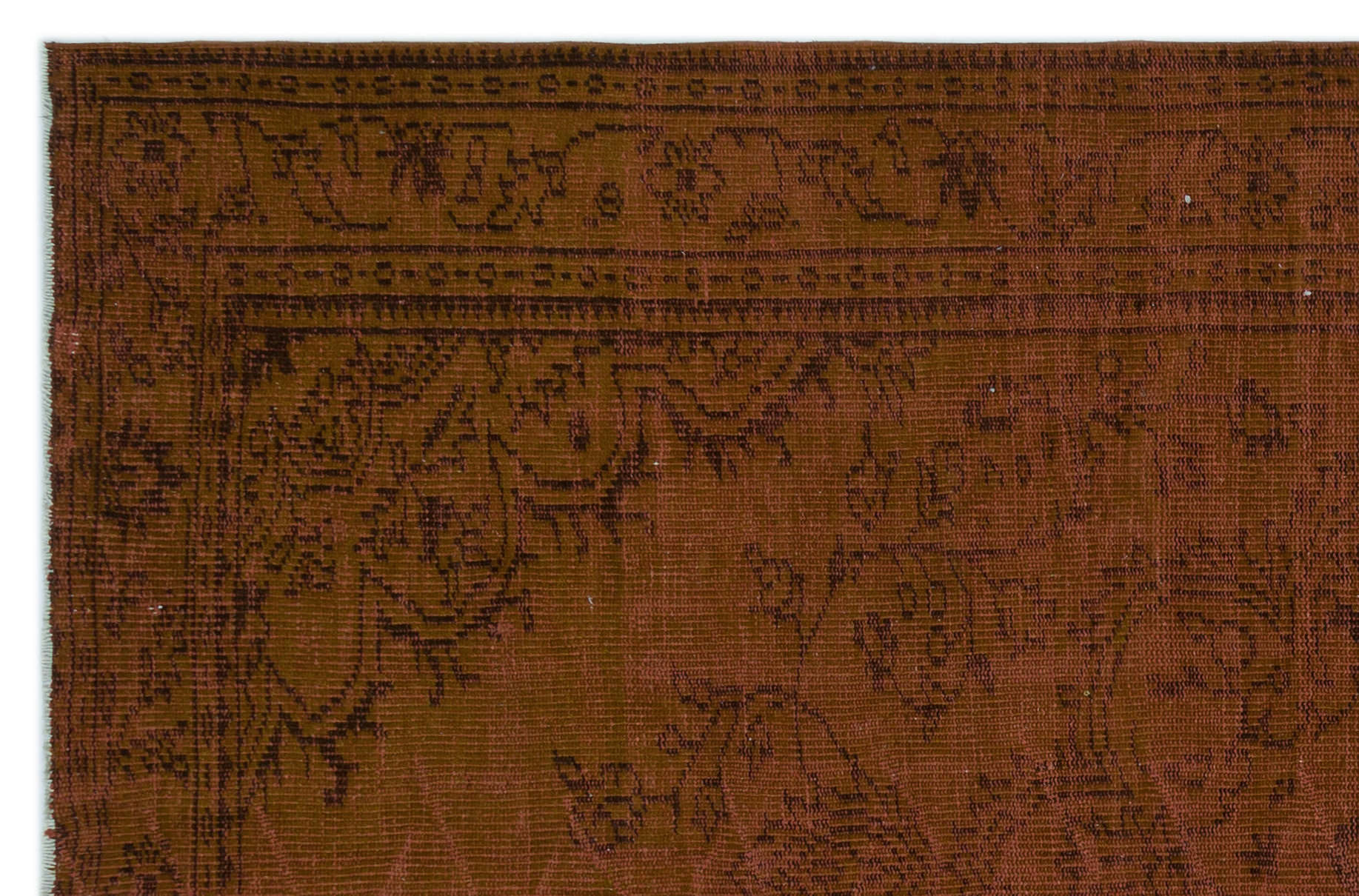 Atina Brown Vintage Wool Handmade Area Rug 5'5" x 8'10"