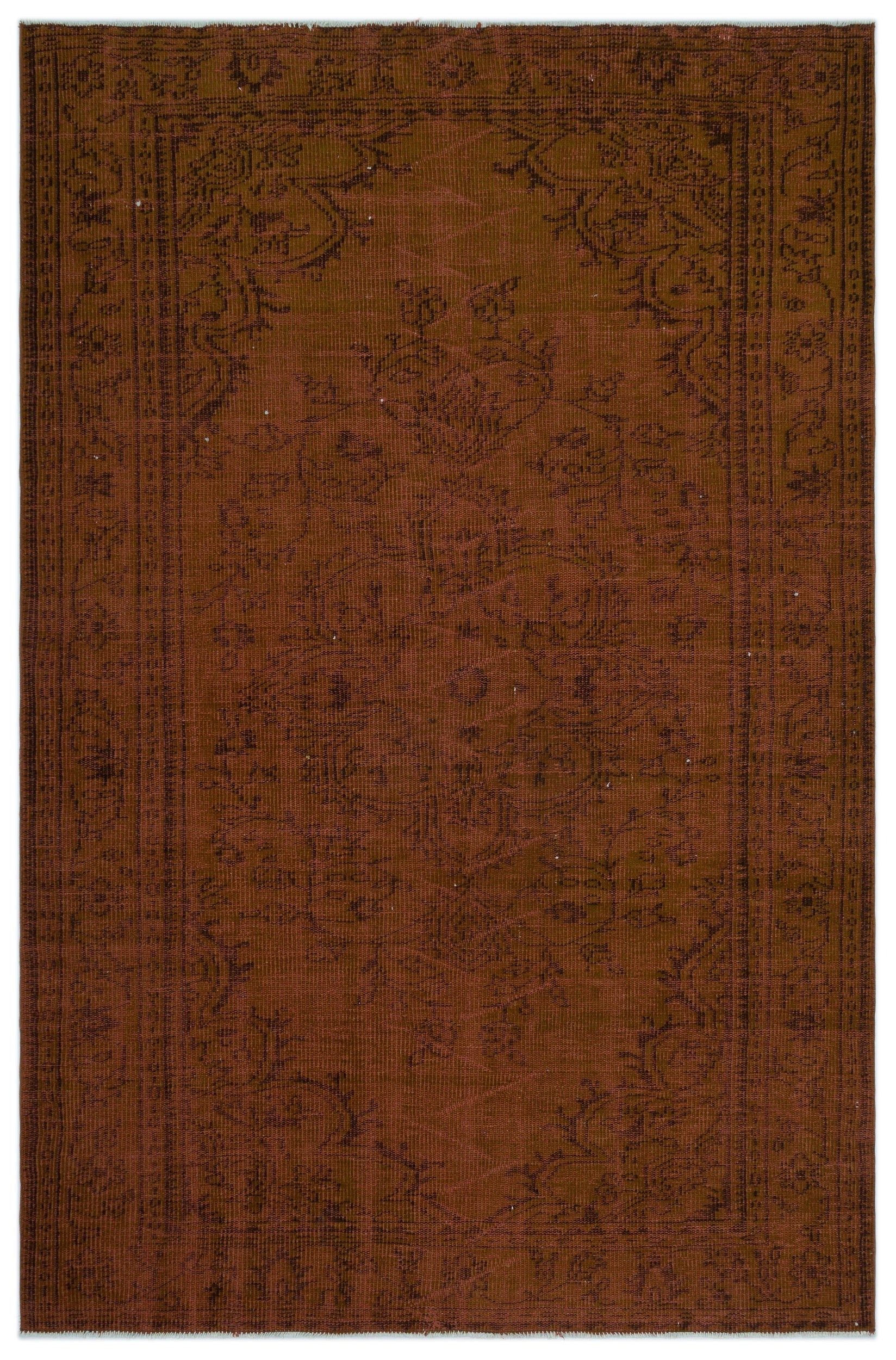 Atina Brown Vintage Wool Handmade Area Rug 5'5" x 8'10"