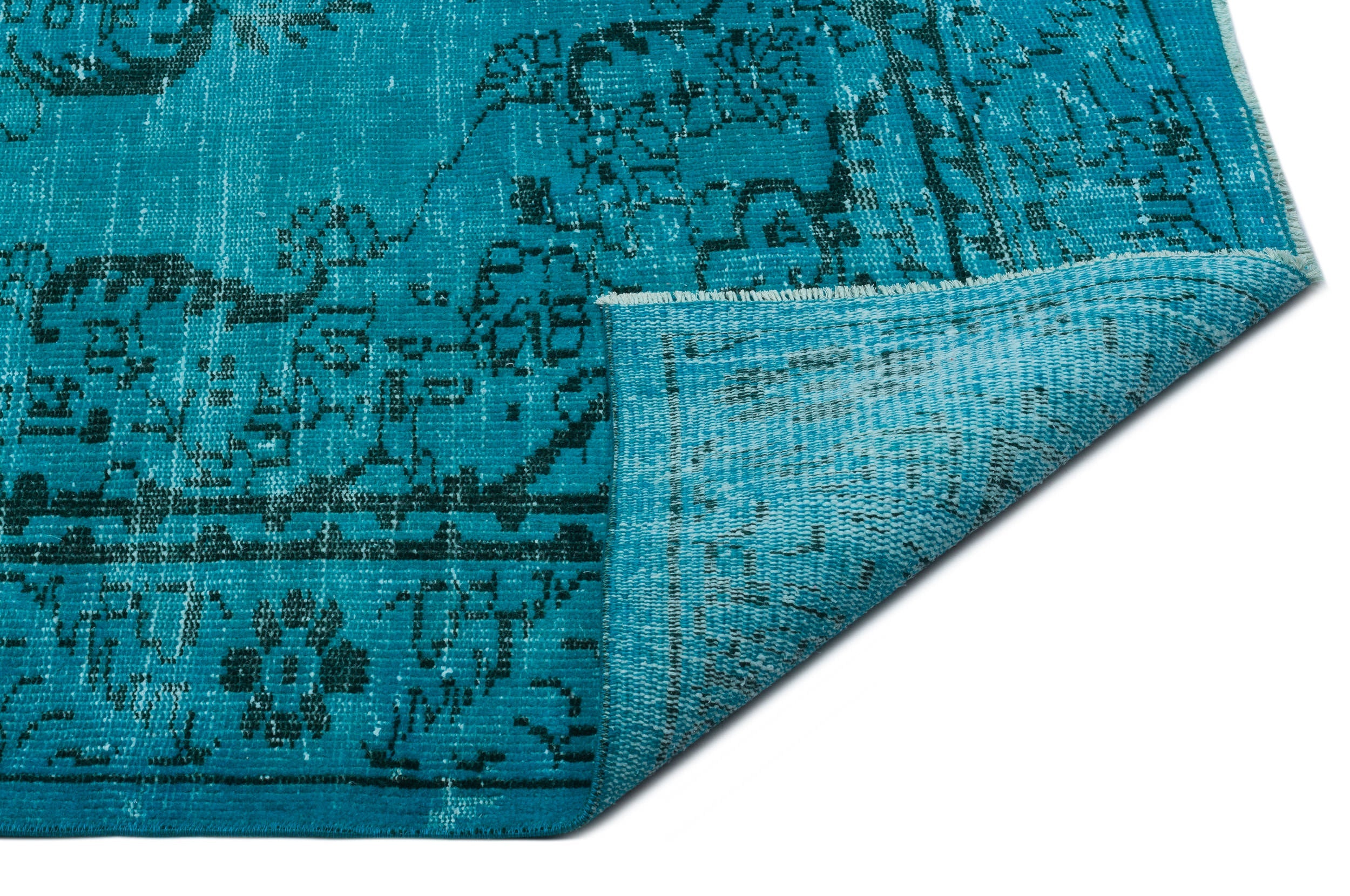 Atina Turquoise Vintage Wool Handmade Area Rug 5'10" x 9'8"
