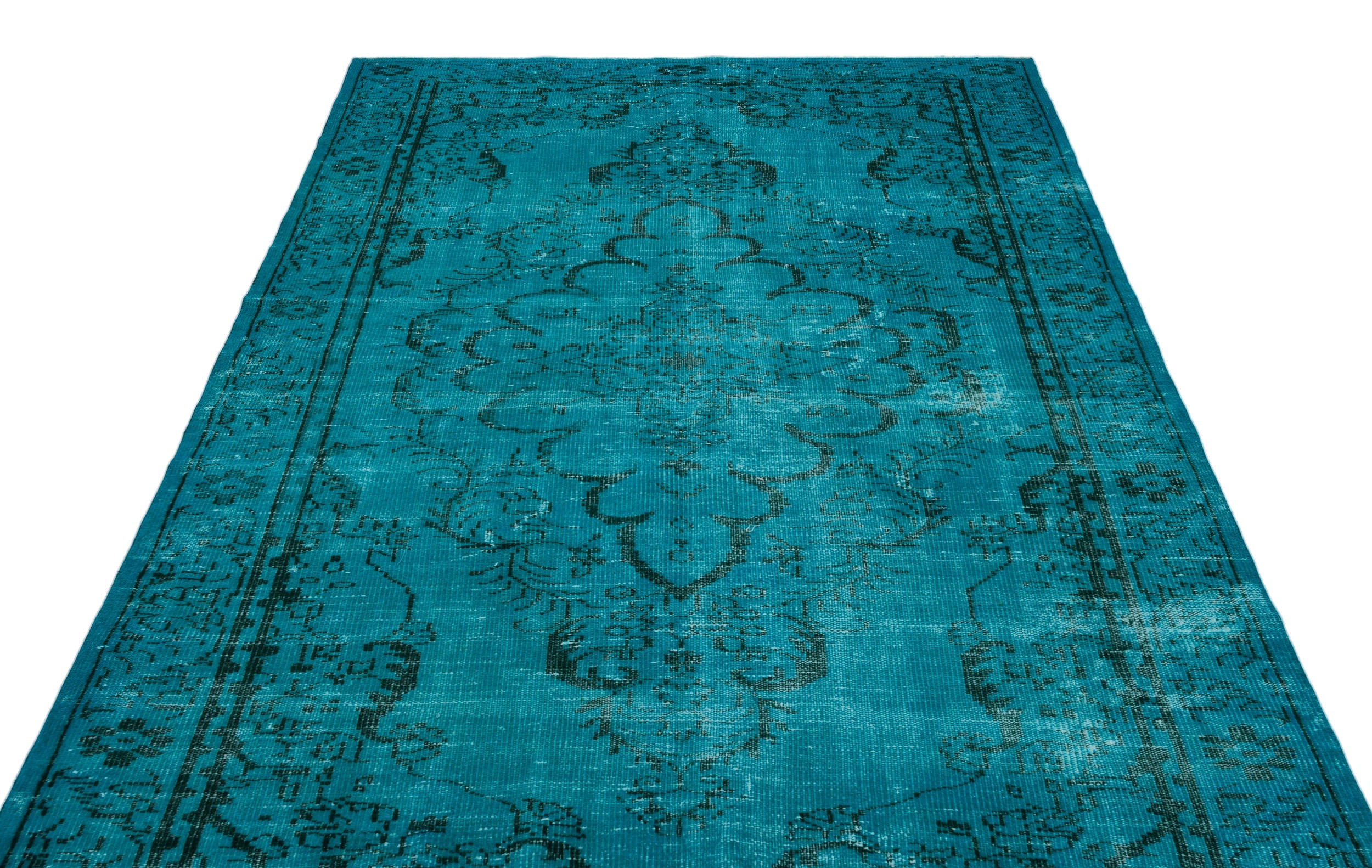 Atina Turquoise Vintage Wool Handmade Area Rug 5'10" x 9'8"