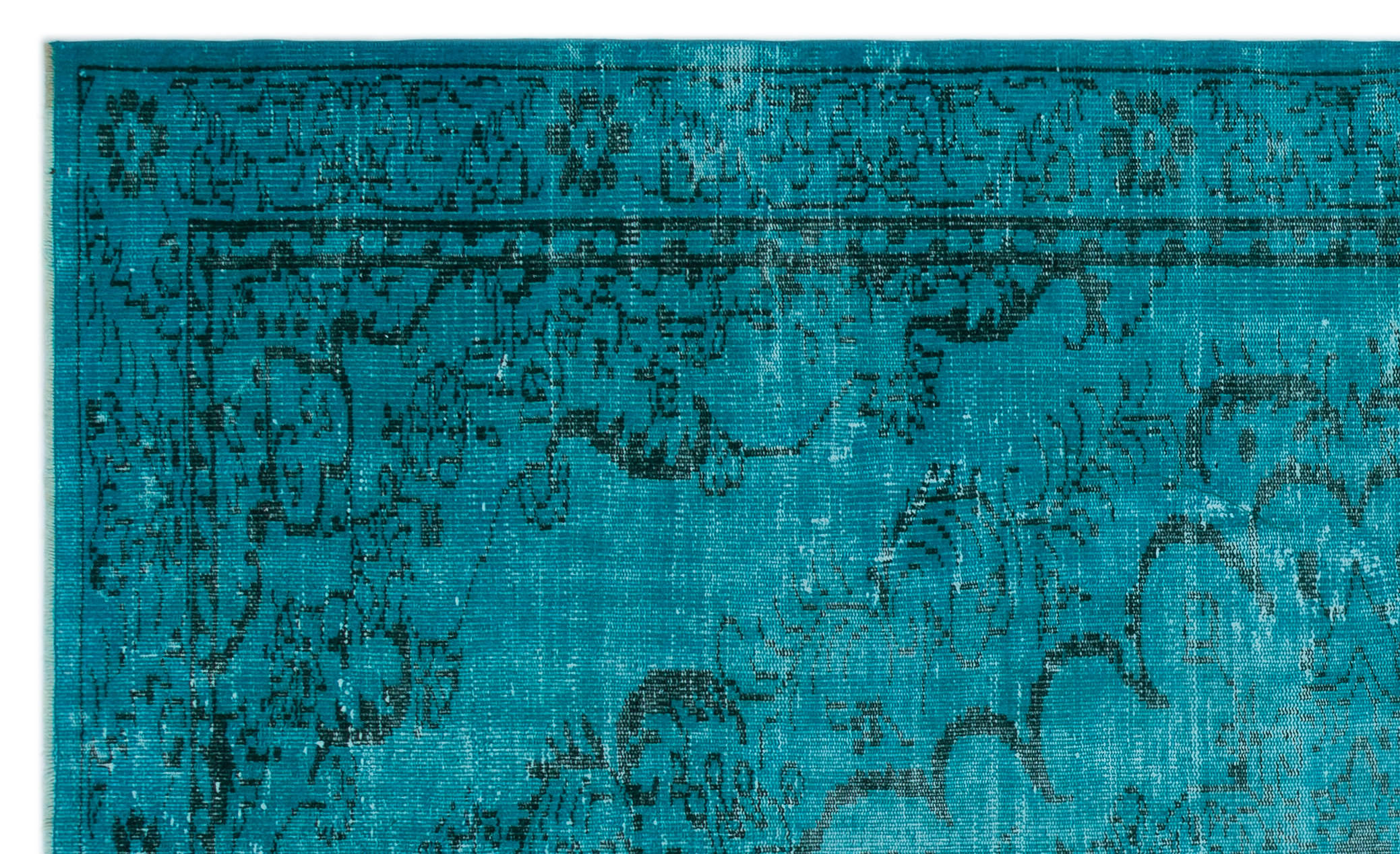 Atina Turquoise Vintage Wool Handmade Area Rug 5'10" x 9'8"