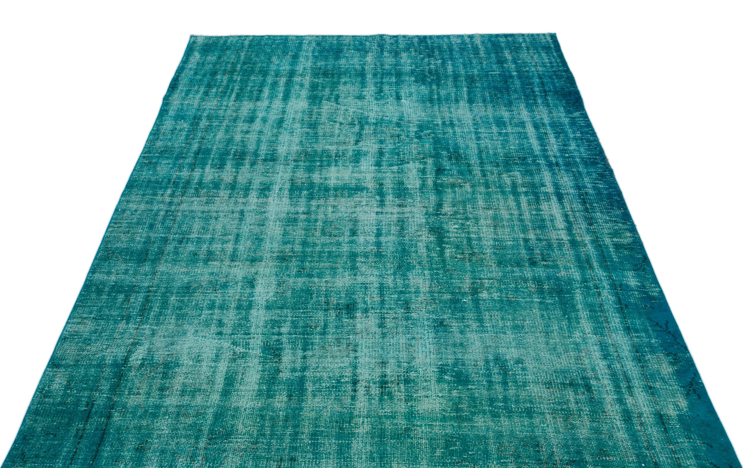 Atina Turquoise Vintage Wool Handmade Area Rug 5'7" x 9'0"