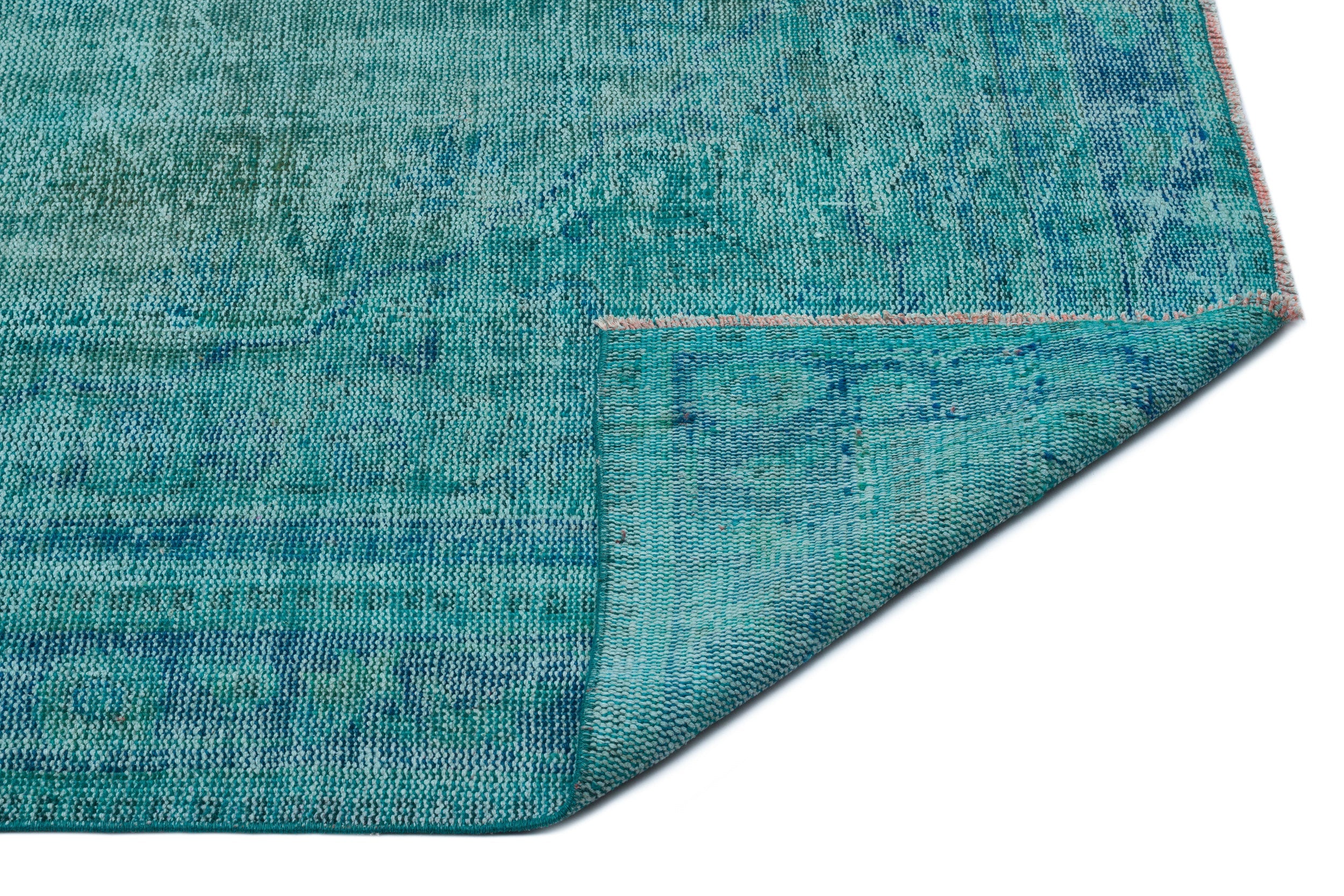 Atina Turquoise Vintage Wool Handmade Area Rug 6'6" x 9'4"