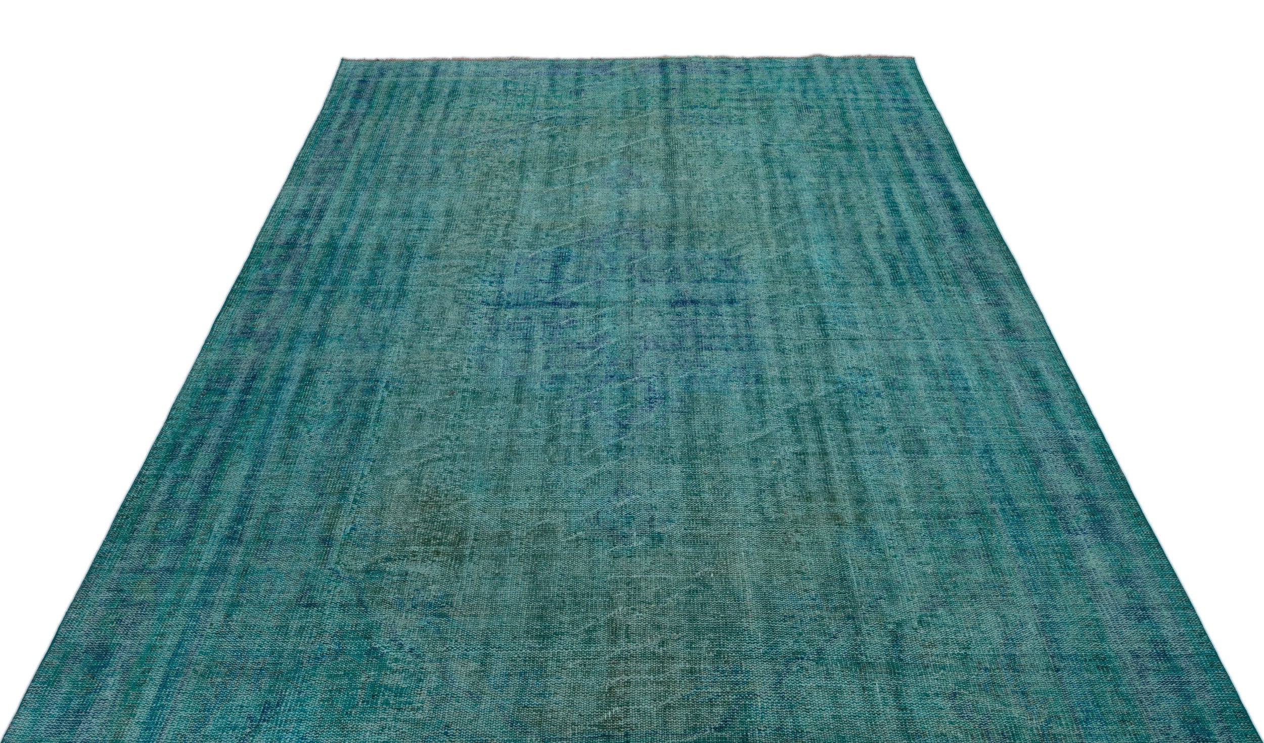 Atina Turquoise Vintage Wool Handmade Area Rug 6'6" x 9'4"