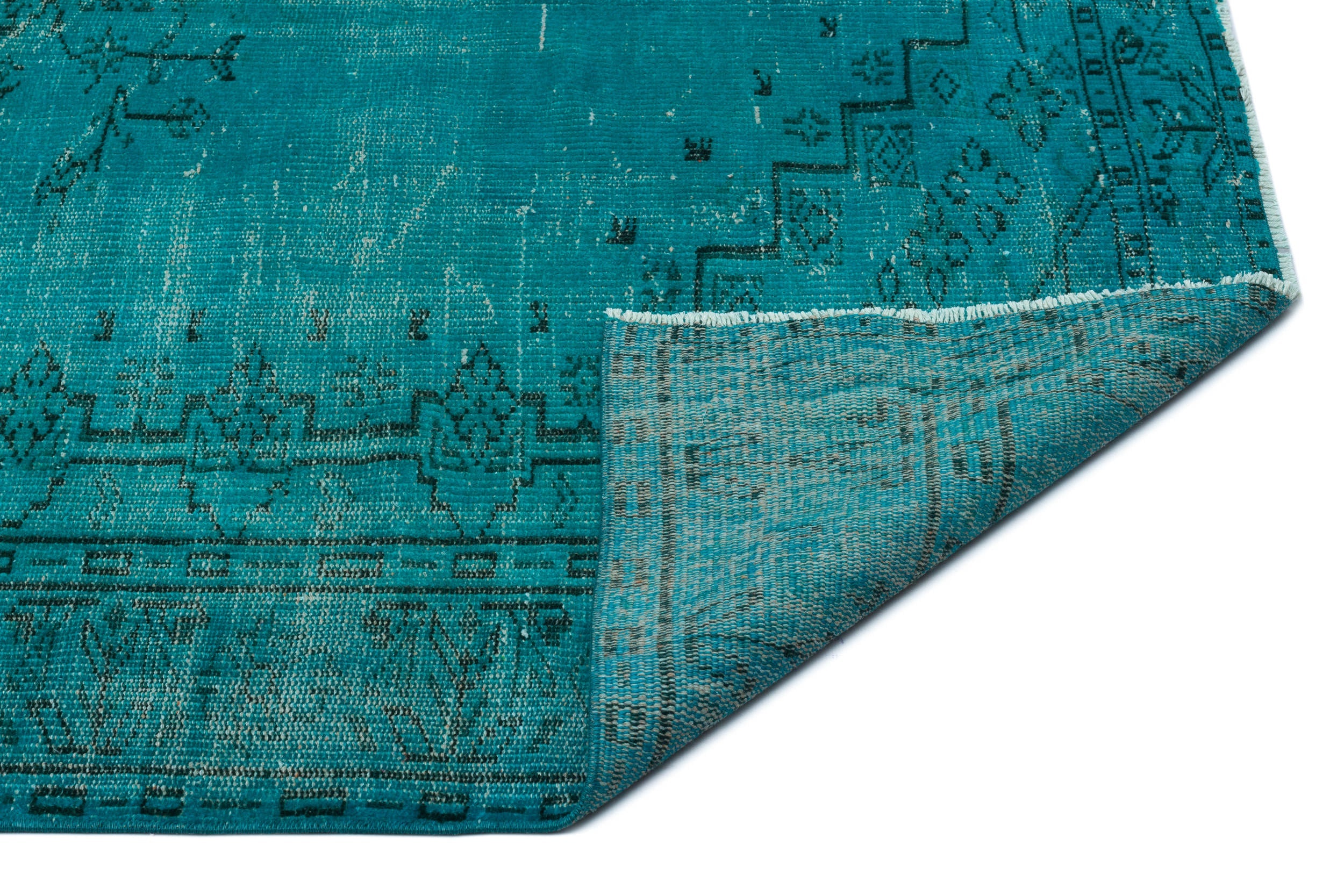 Atina Turquoise Vintage Wool Handmade Area Rug 5'8" x 8'6"