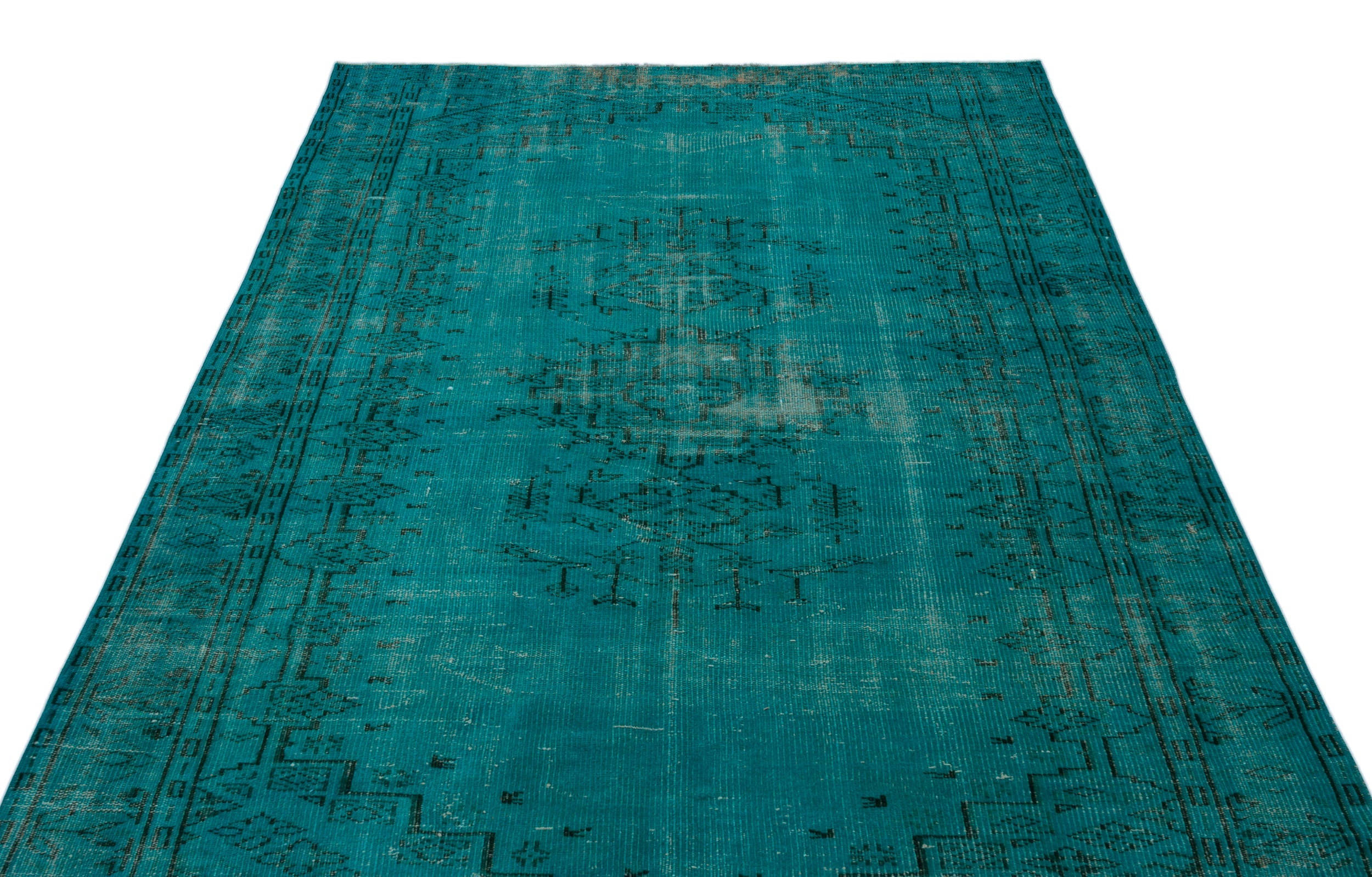 Atina Turquoise Vintage Wool Handmade Area Rug 5'8" x 8'6"