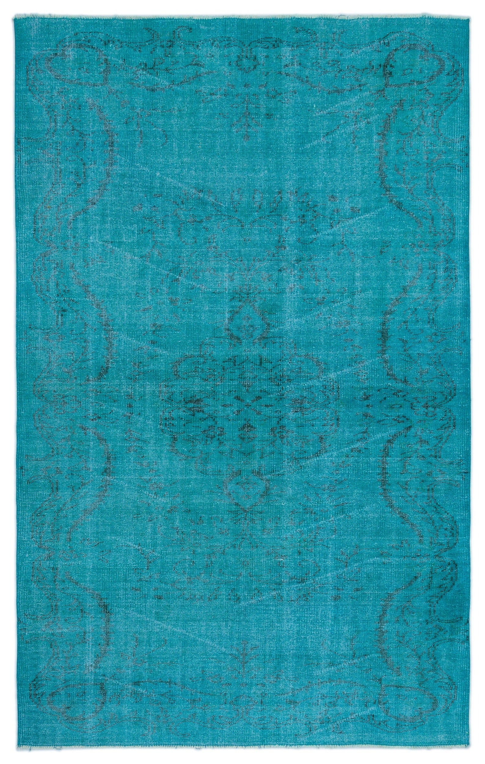 Atina Turquoise Vintage Wool Handmade Area Rug 5'2" x 8'4"