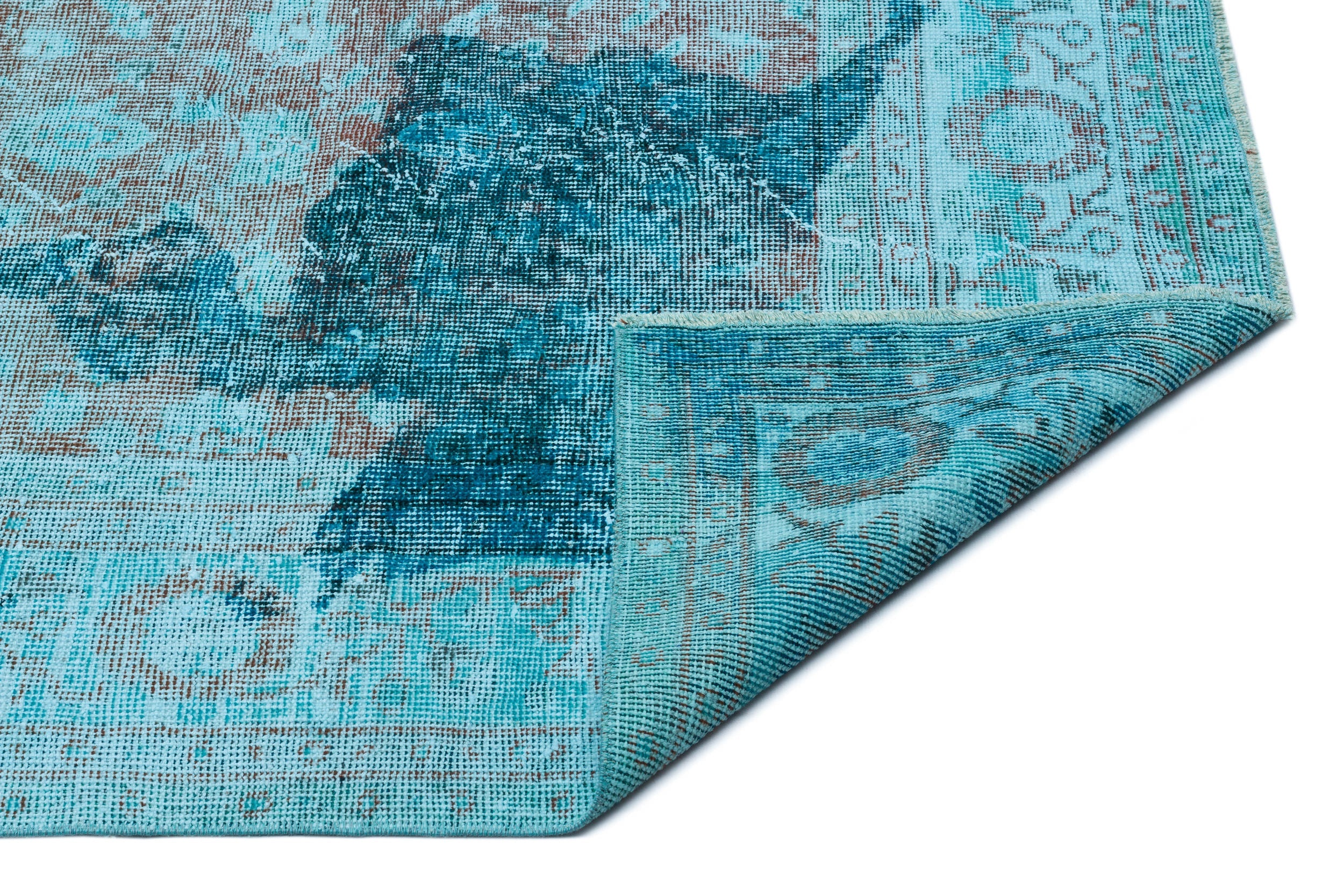 Atina Turquoise Vintage Wool Handmade Area Rug 6'1" x 9'6"