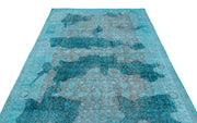 Atina Turquoise Vintage Wool Handmade Area Rug 6'1" x 9'6"