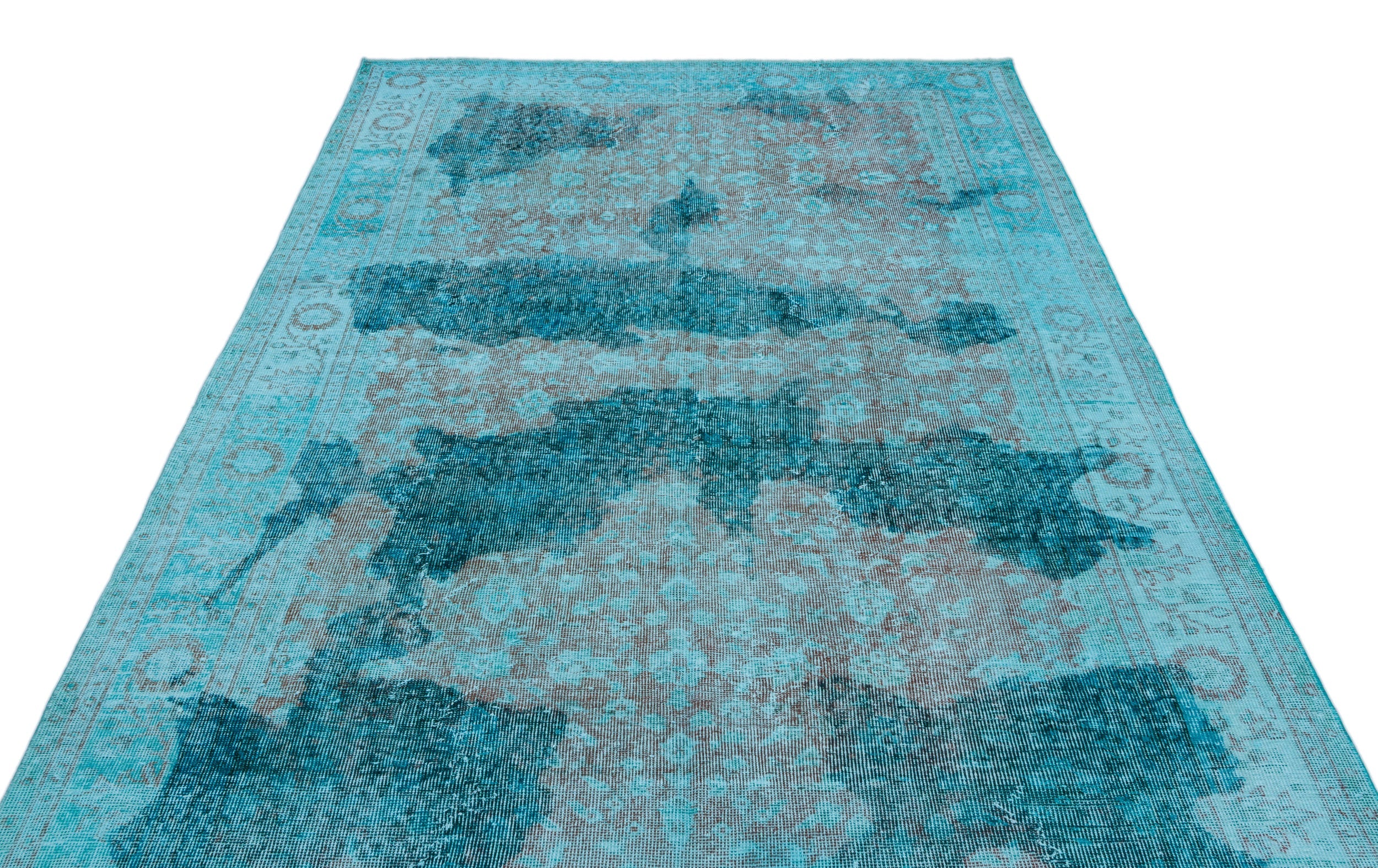 Atina Turquoise Vintage Wool Handmade Area Rug 6'1" x 9'6"
