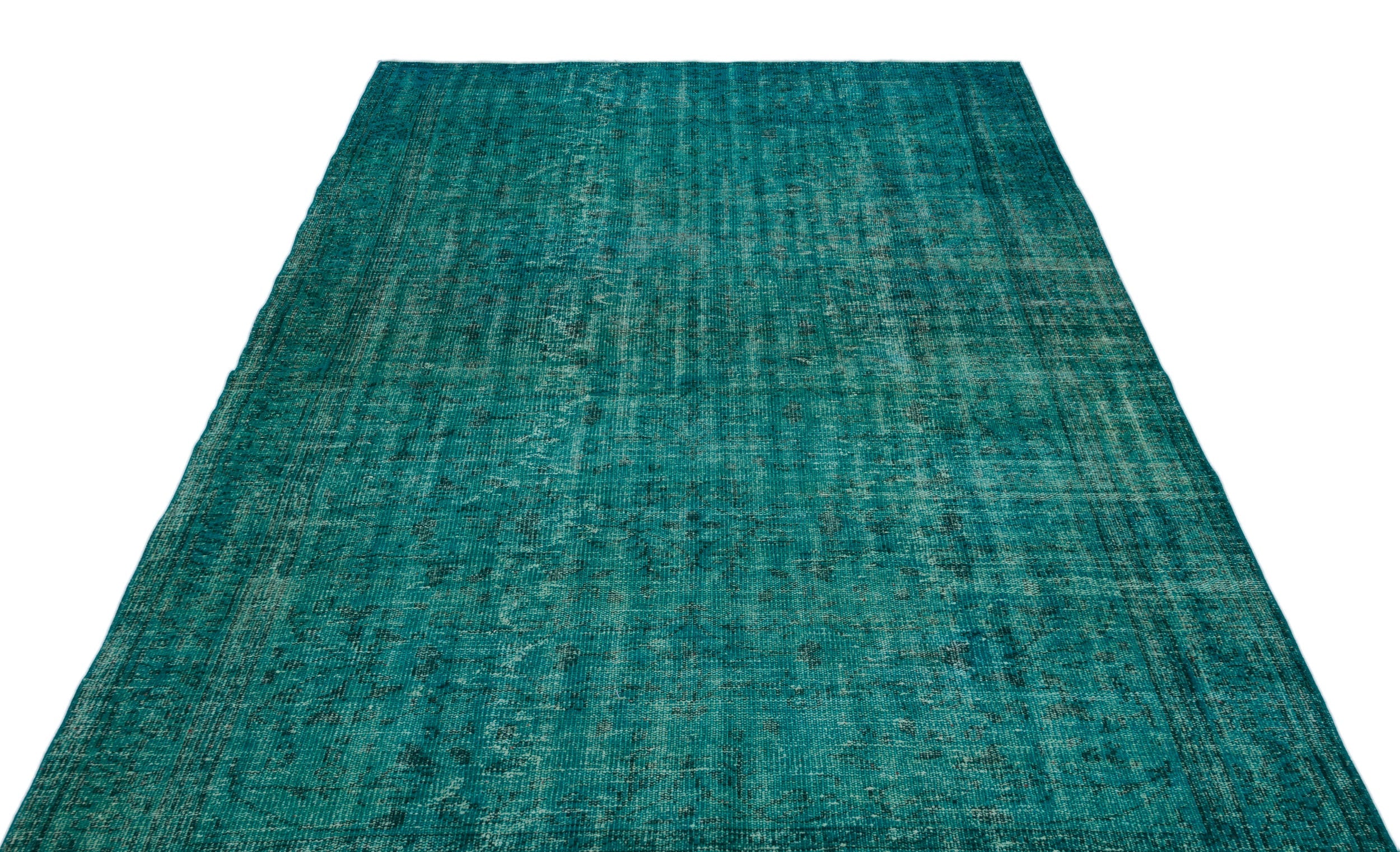 Atina Turquoise Vintage Wool Handmade Area Rug 5'11" x 8'6"
