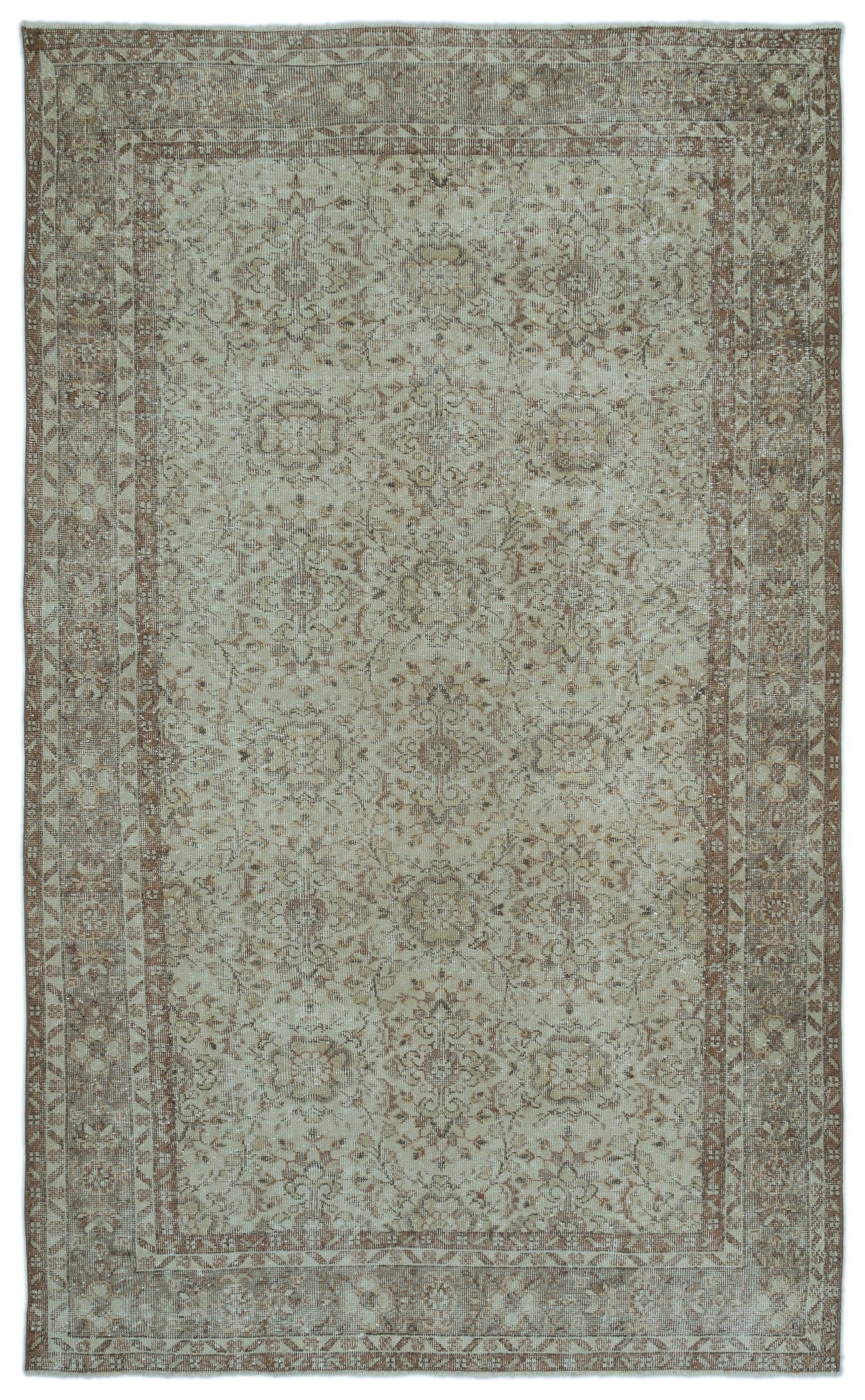 Atina Green Vintage Wool Handmade Area Rug 6'0" x 10'1"