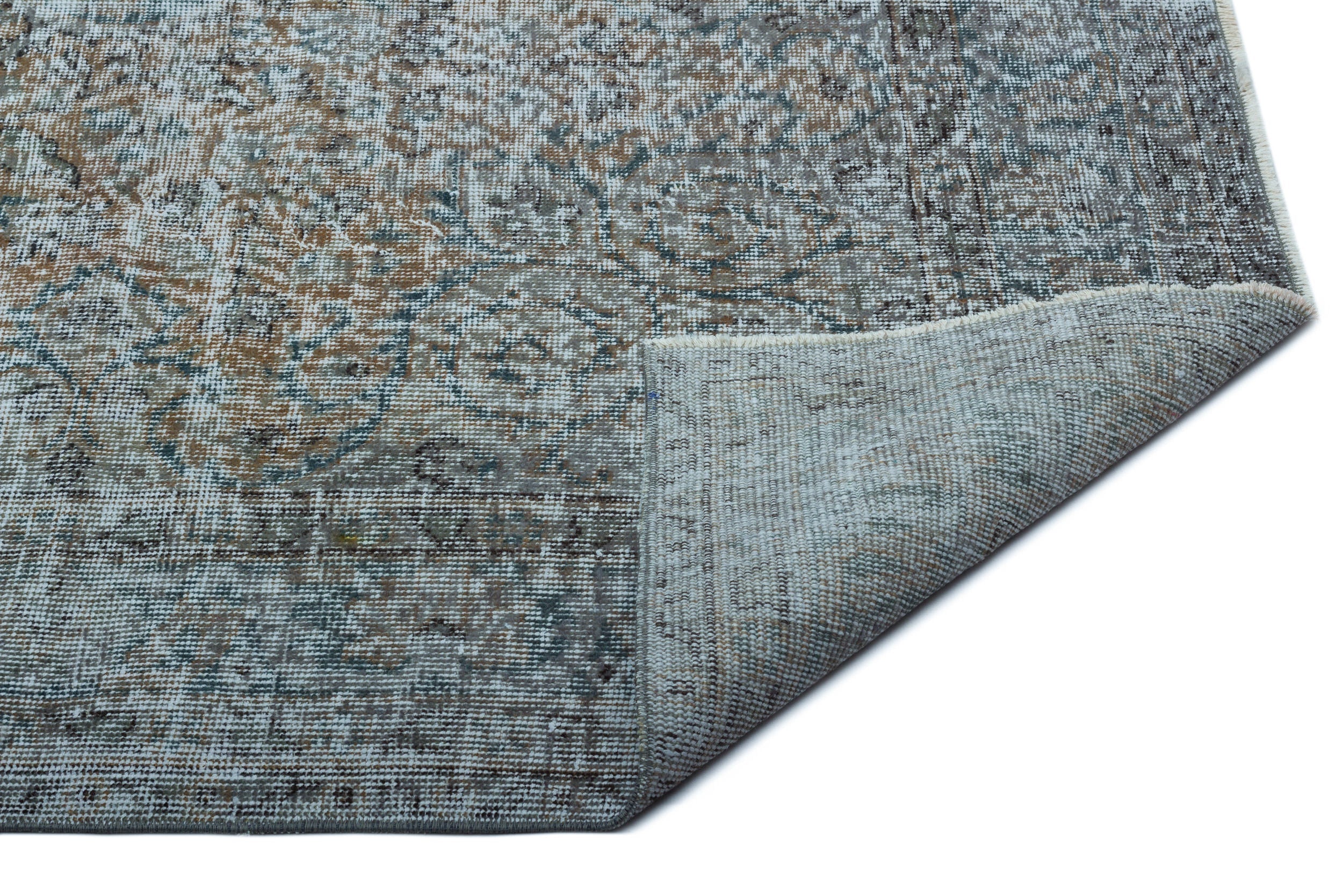 Atina Blue Vintage Wool Handmade Area Rug 5'5" x 9'4"