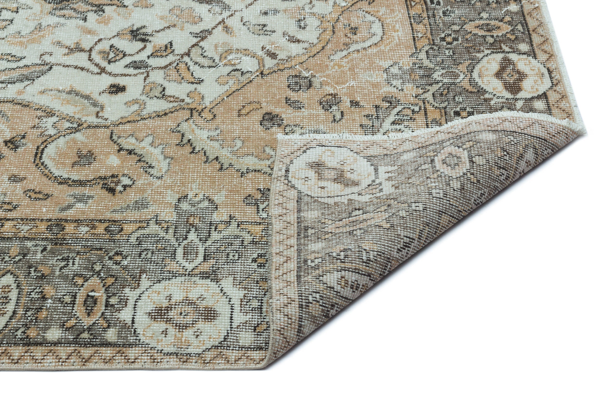 Atina Beige Vintage Wool Handmade Area Rug 5'8" x 9'5"