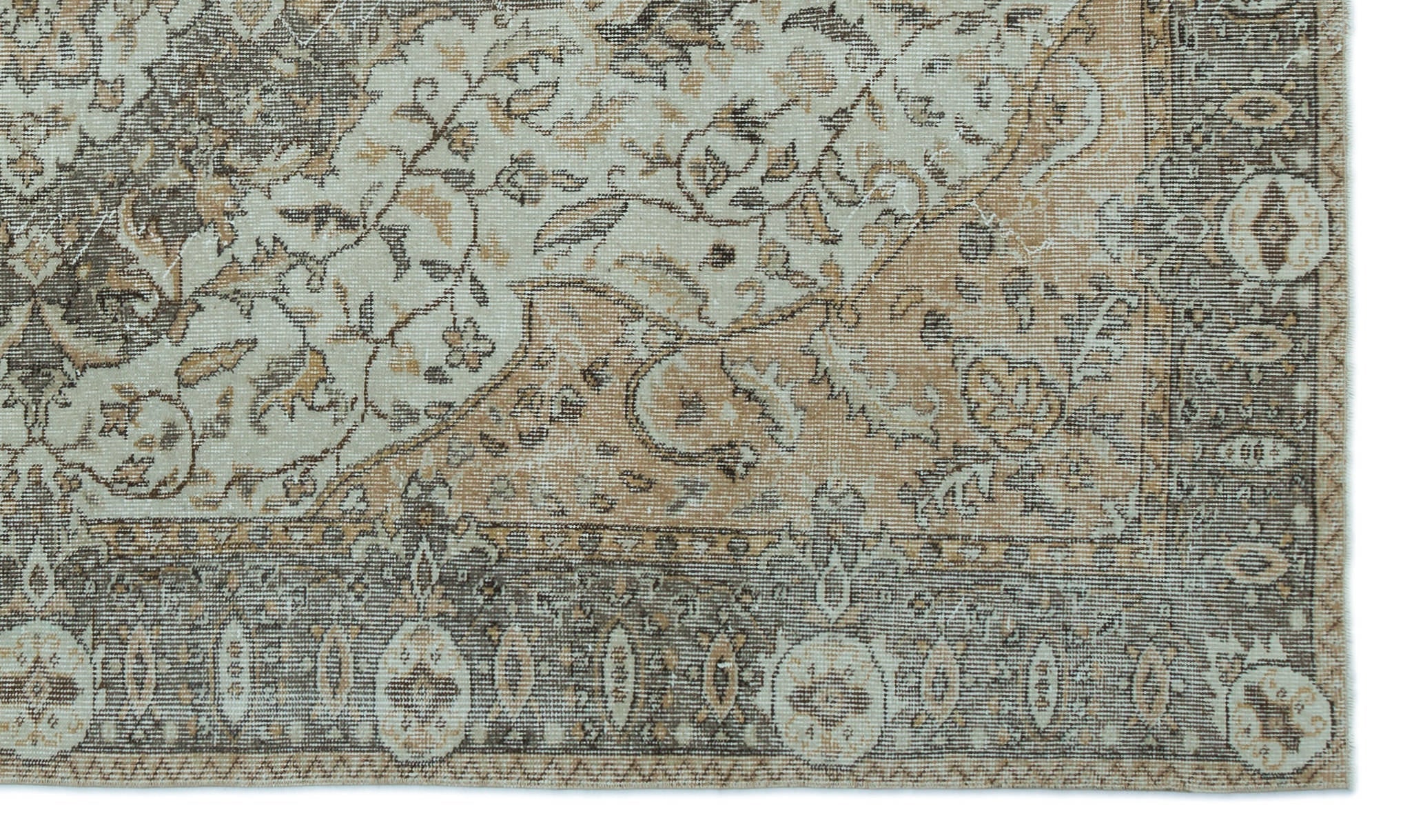 Atina Beige Vintage Wool Handmade Area Rug 5'8" x 9'5"