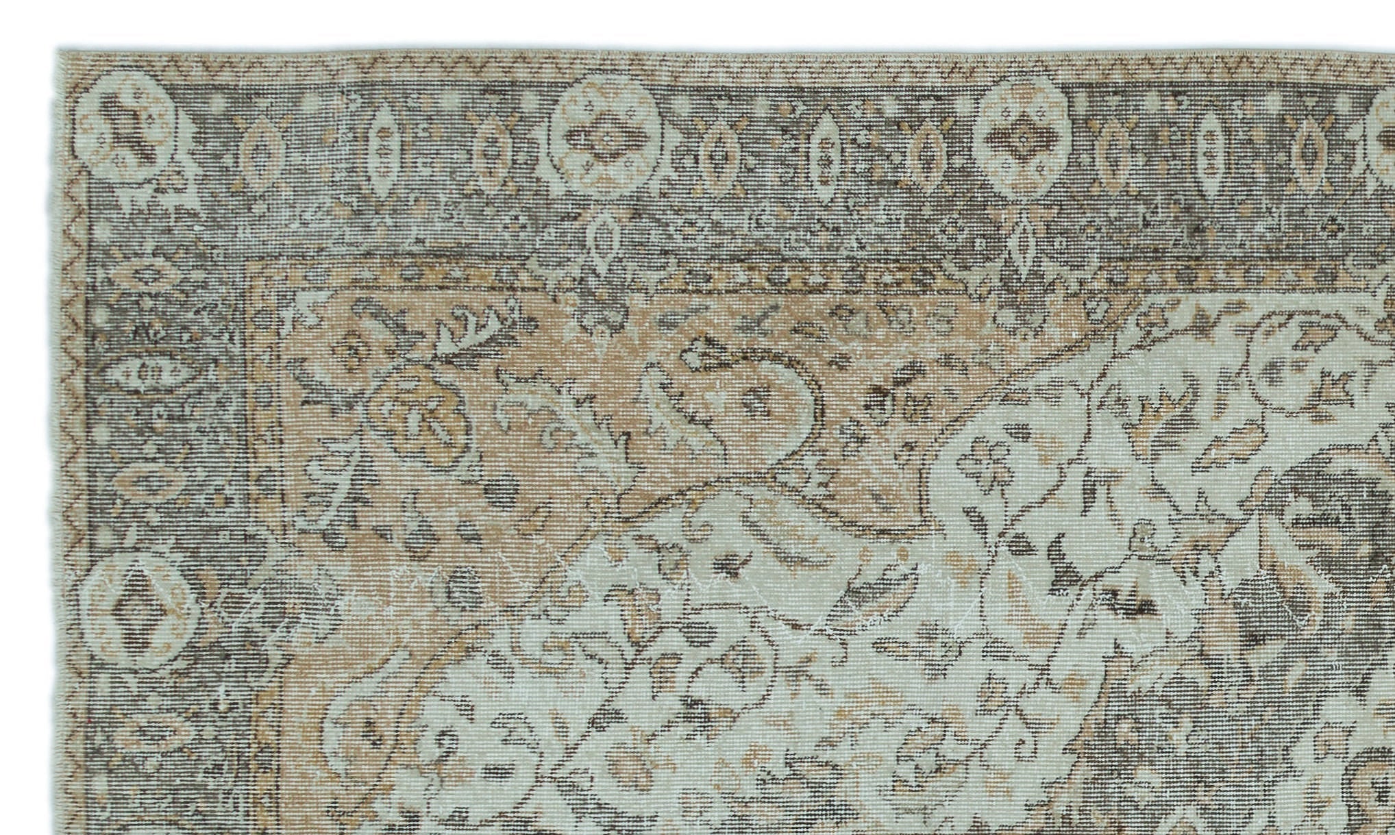 Atina Beige Vintage Wool Handmade Area Rug 5'8" x 9'5"