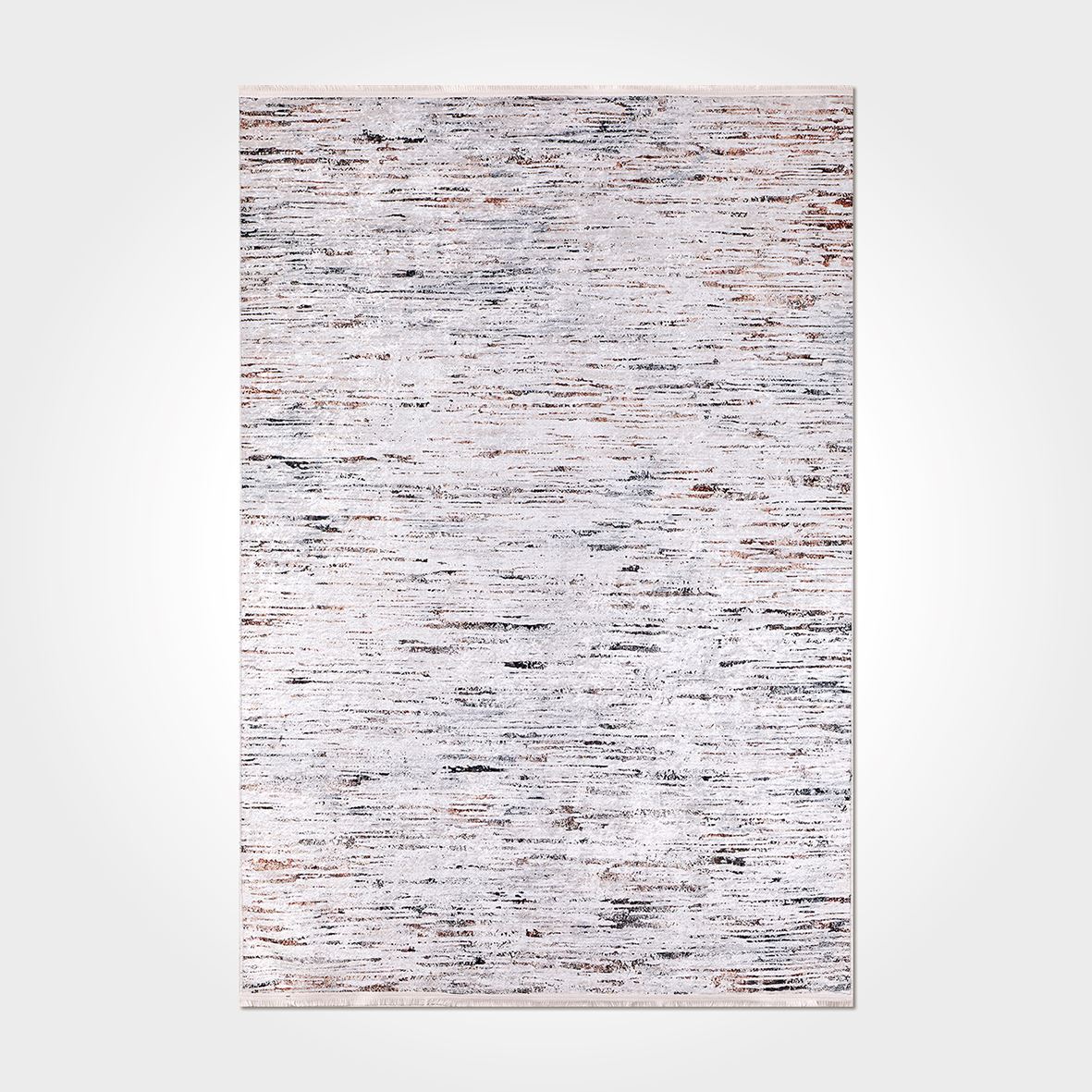 White Striped Area Rug – Washable Non Slip Chenille Cotton Carpet with Soft Texture