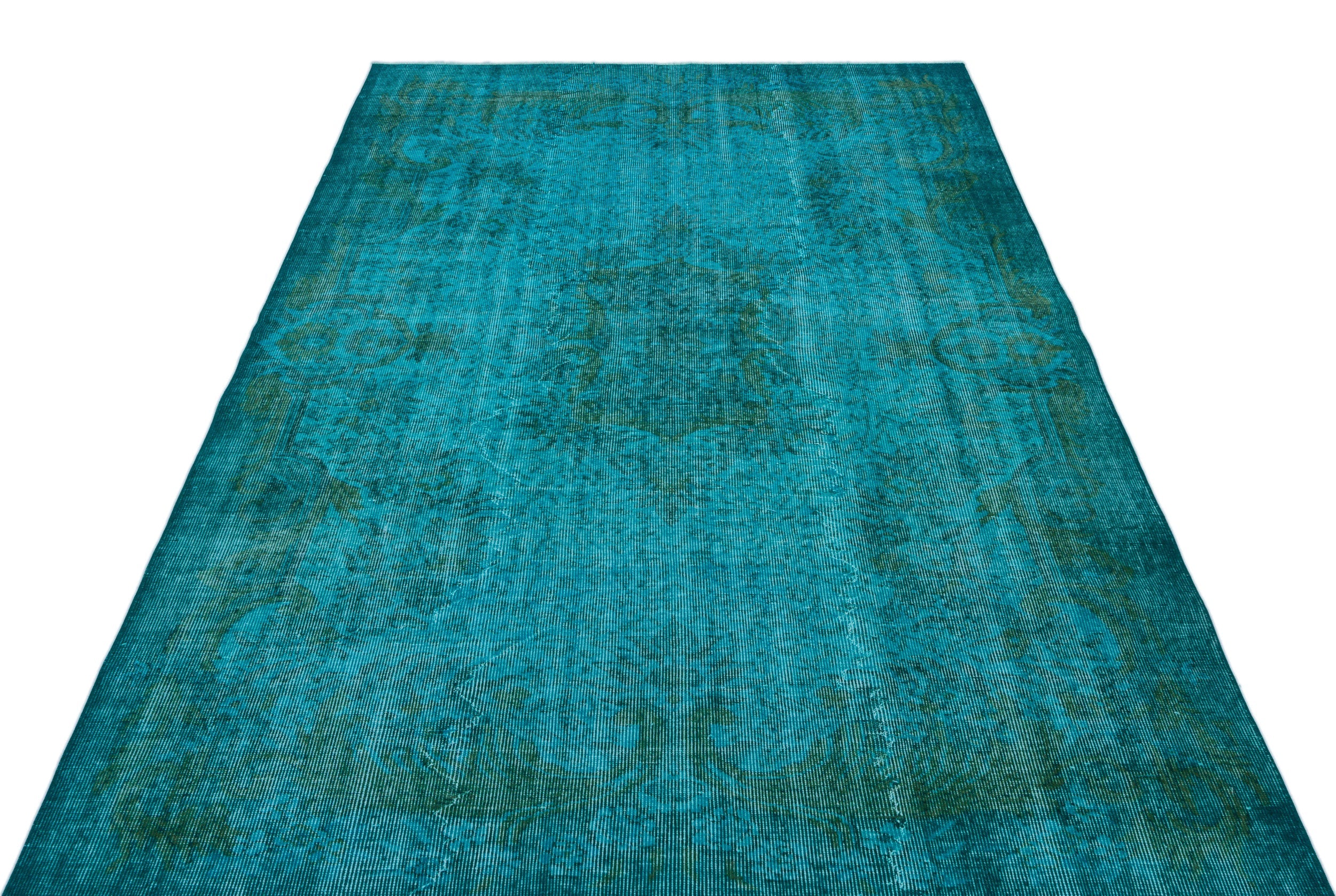 Atina Turquoise Vintage Wool Handmade Area Rug 5'9" x 9'3"