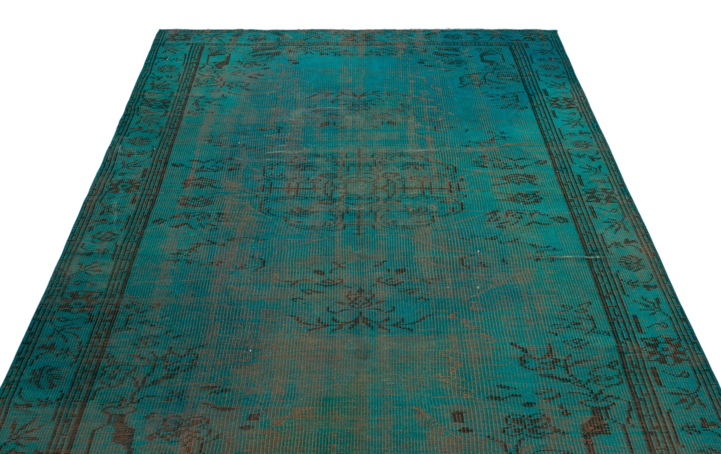 Atina Turquoise Vintage Wool Handmade Area Rug 5'9" x 8'8"