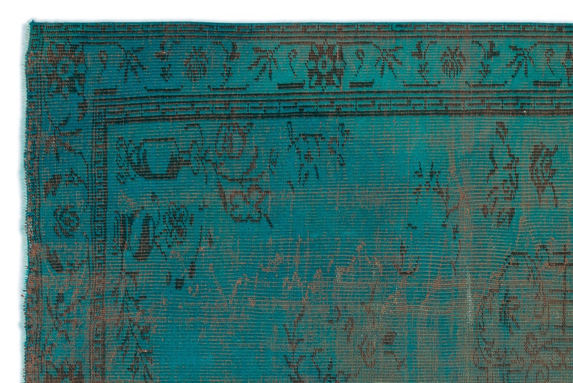 Atina Turquoise Vintage Wool Handmade Area Rug 5'9" x 8'8"
