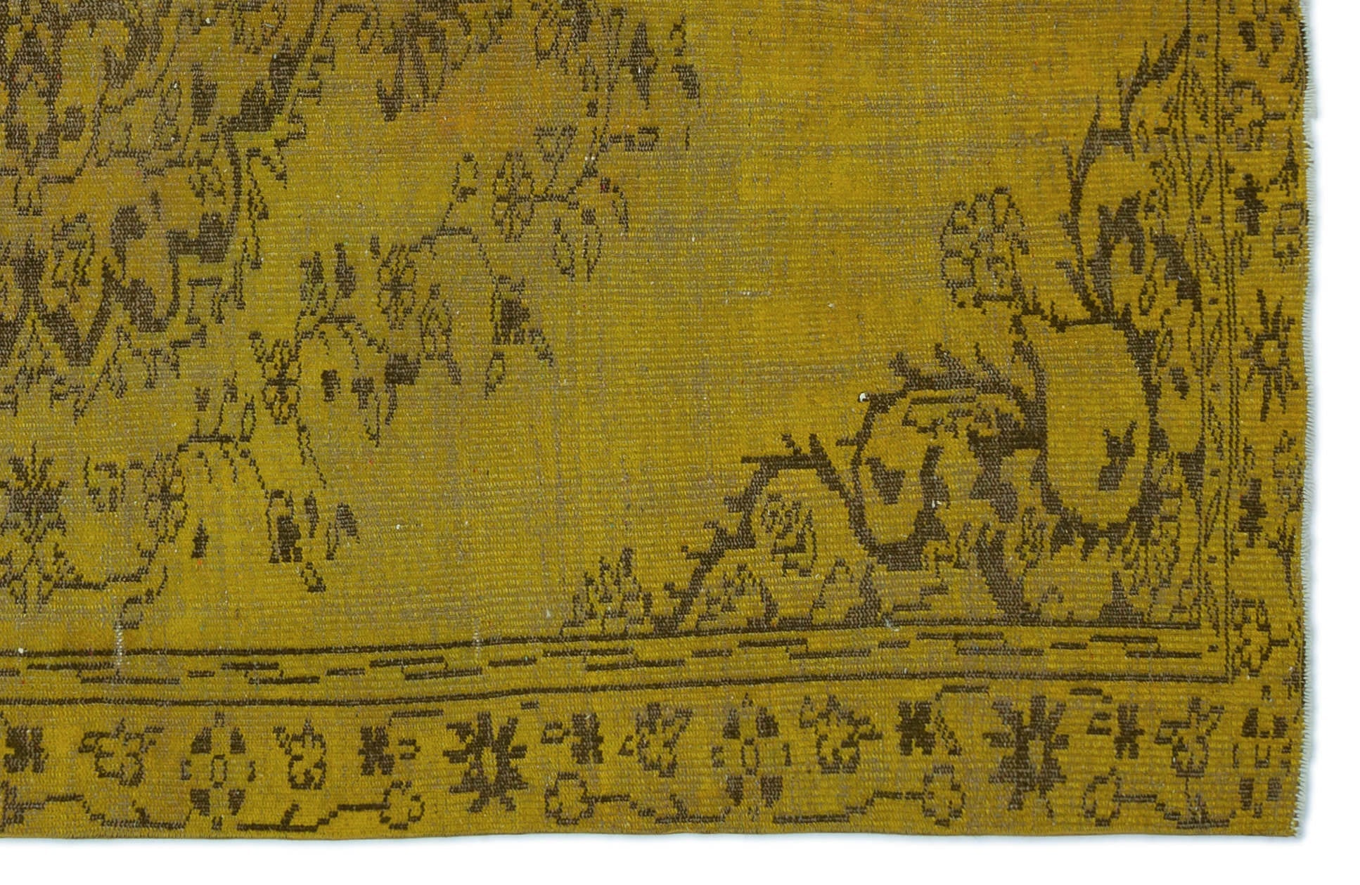 Atina Yellow Vintage Wool Handmade Area Rug 5'9" x 8'11"