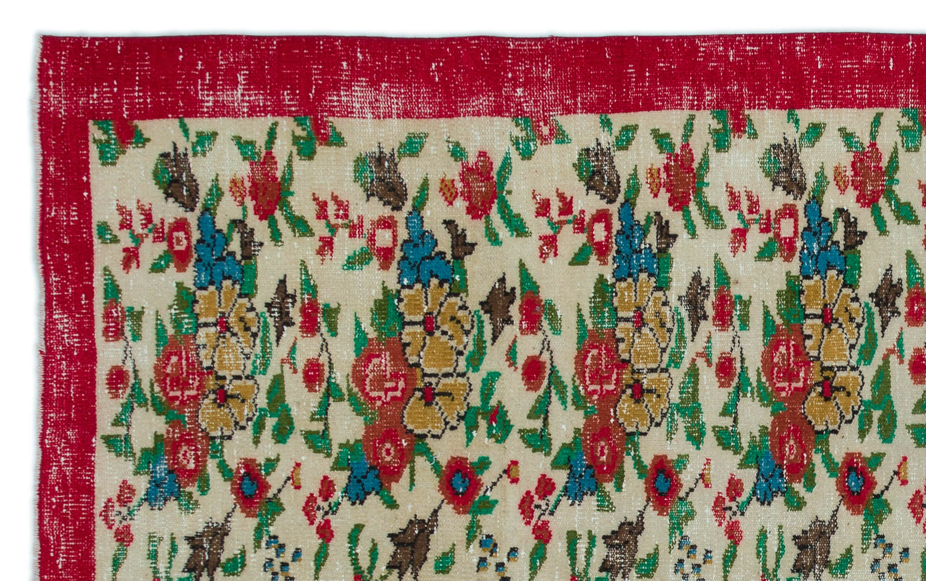 Atina Cream Vintage Wool Handmade Area Rug 5'5" x 8'10"
