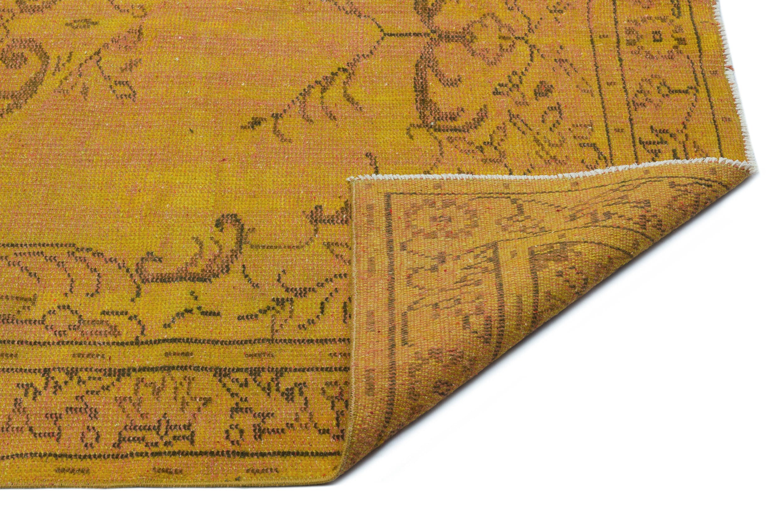 Atina Yellow Vintage Wool Handmade Area Rug 5'0" x 8'11"