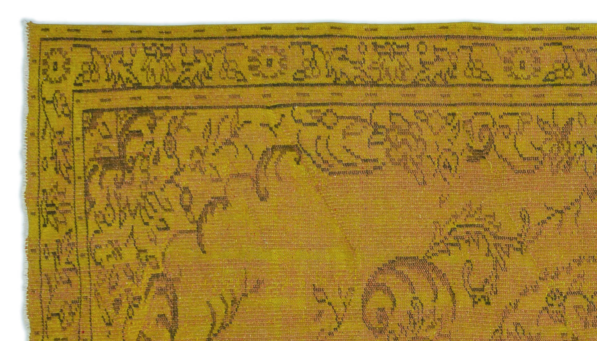 Atina Yellow Vintage Wool Handmade Area Rug 5'0" x 8'11"