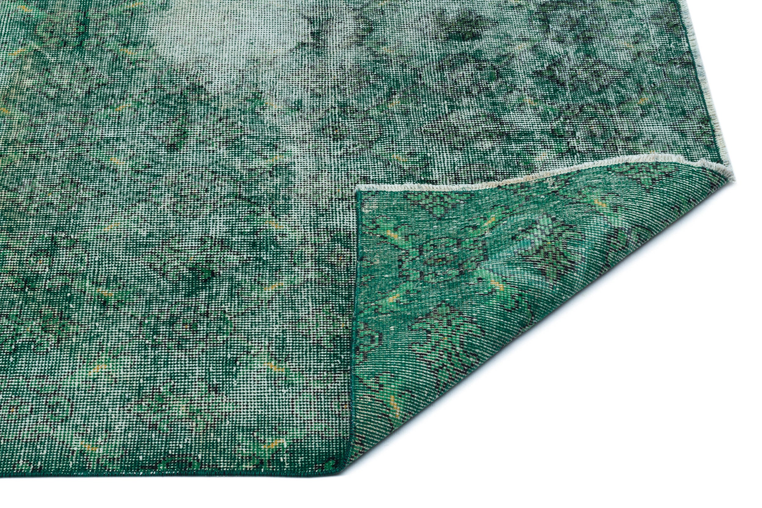 Atina Green Vintage Wool Handmade Area Rug 3'7" x 7'0"