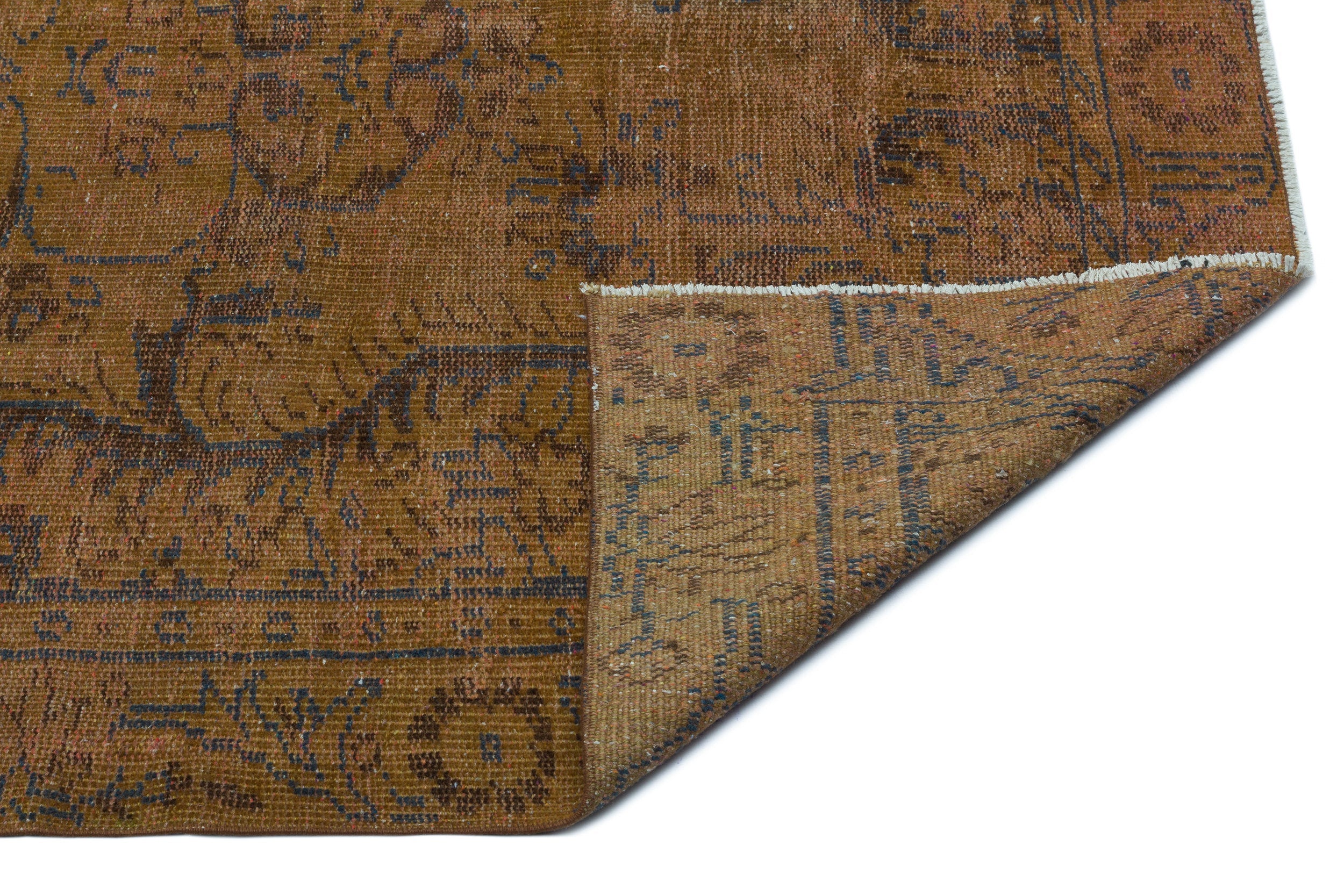 Atina Brown Vintage Wool Handmade Area Rug 4'10" x 8'8"