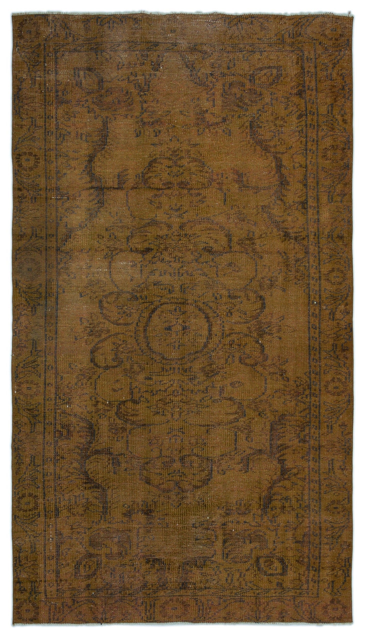 Atina Brown Vintage Wool Handmade Area Rug 4'10" x 8'8"