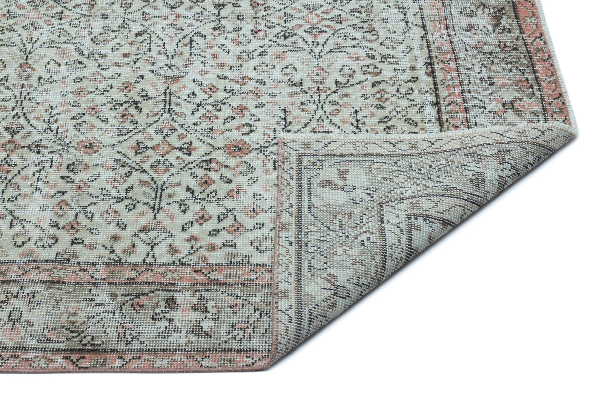 Atina Grey Vintage Wool Handmade Area Rug 5'0" x 8'9"