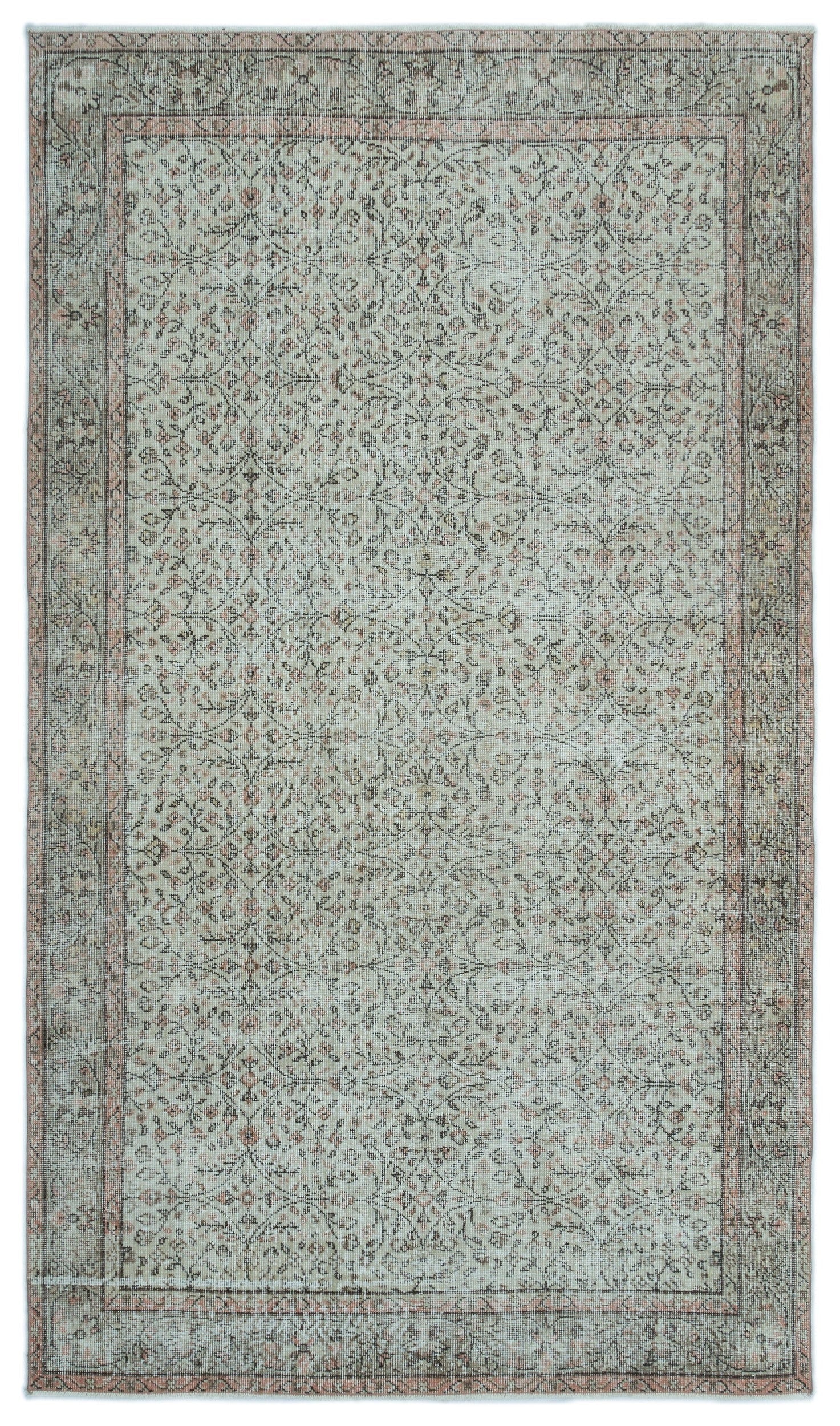 Atina Grey Vintage Wool Handmade Area Rug 5'0" x 8'9"