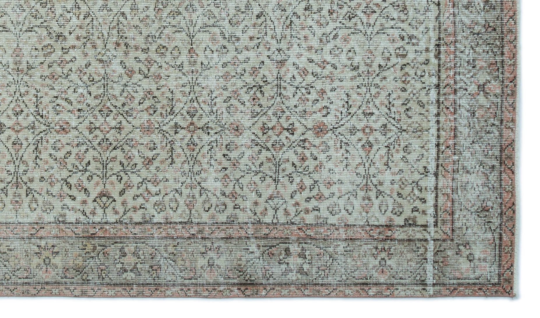 Atina Grey Vintage Wool Handmade Area Rug 5'0" x 8'9"
